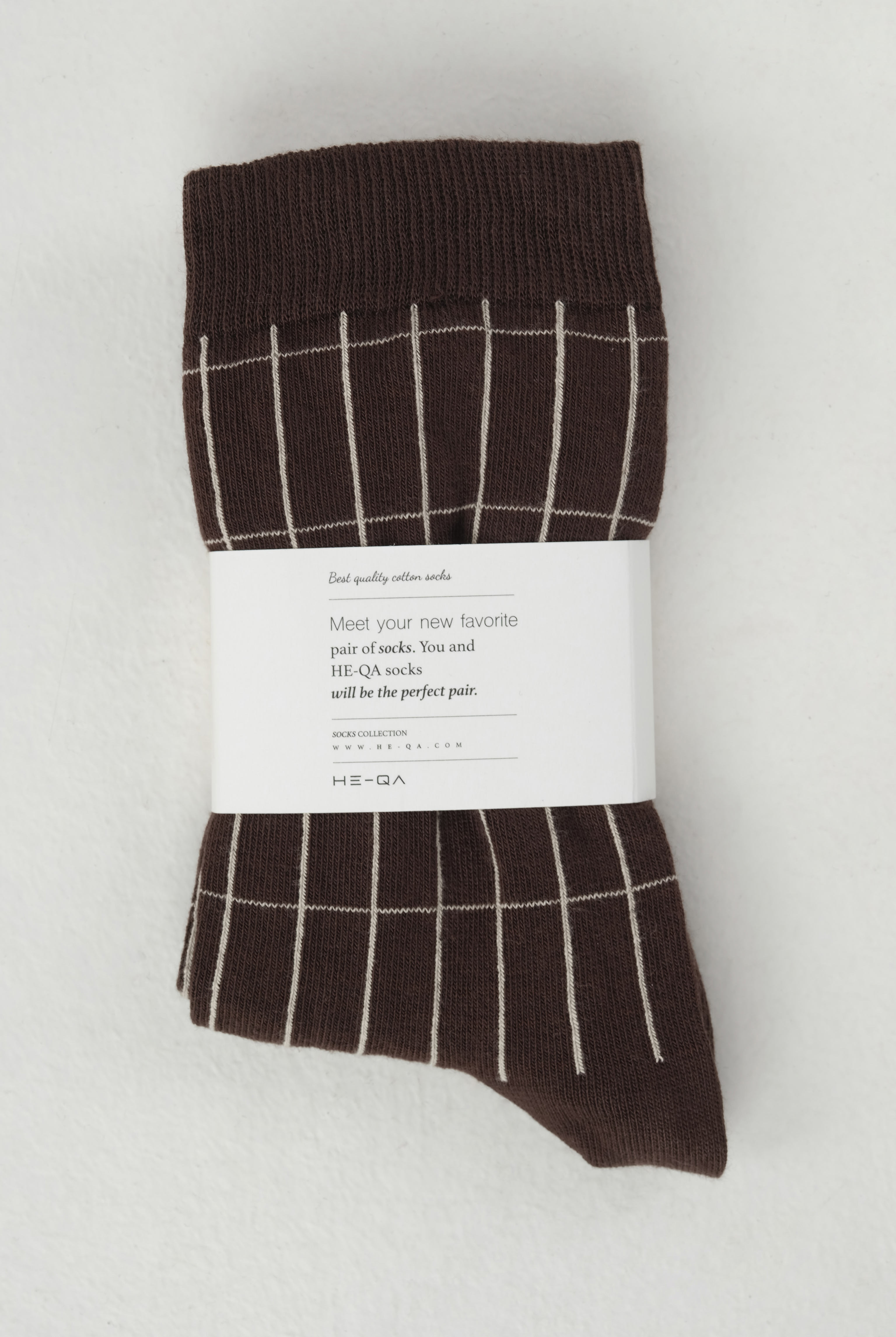 Grid Patterned Ankle Sock Dark Brown -Beige - 3