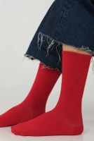 Straight Elastic Brouded Ankle Sock Red 