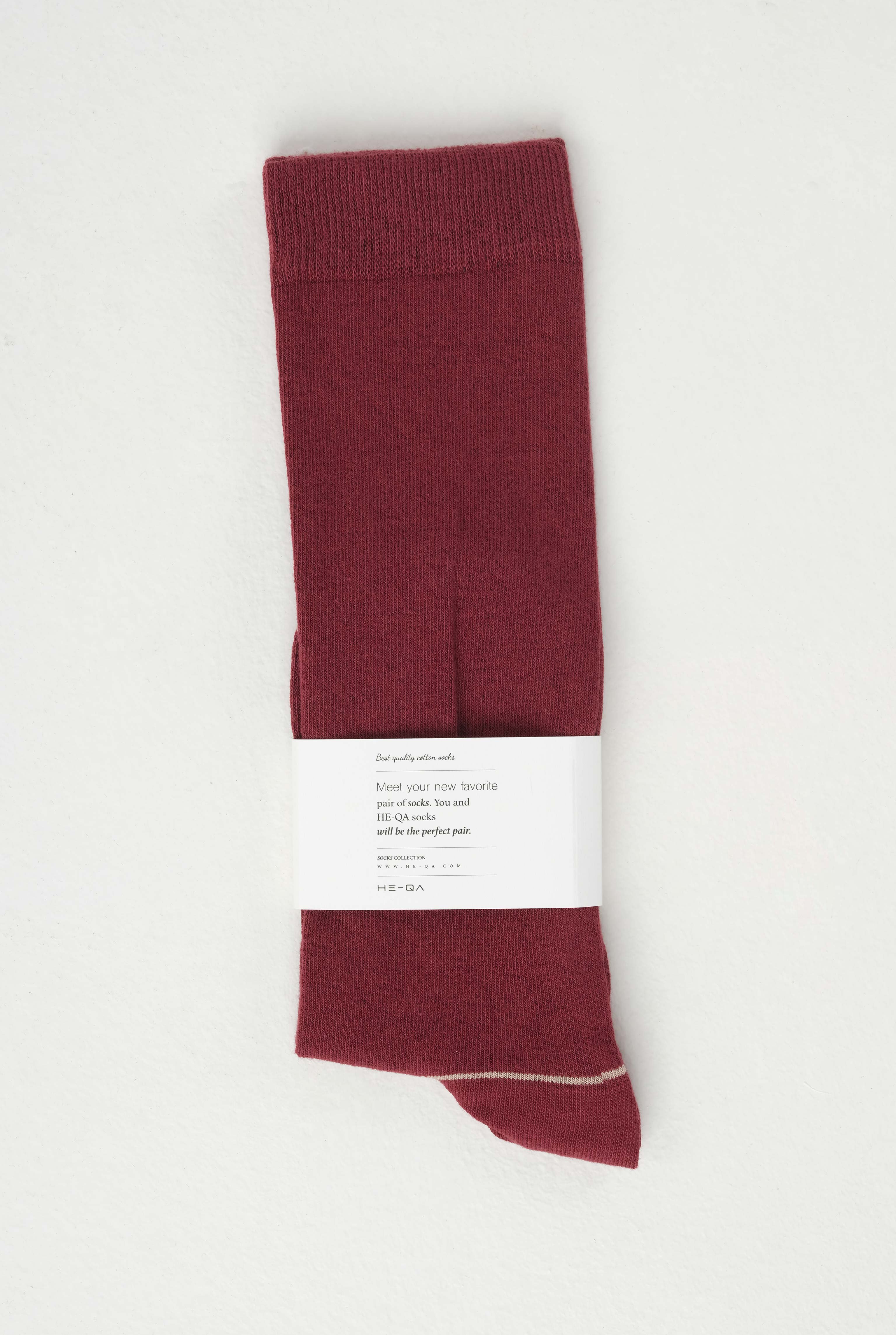 Stripped Detailed Knee Sock Bordeux - 3