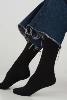Straight Elastic Brouded Ankle Sock Black 