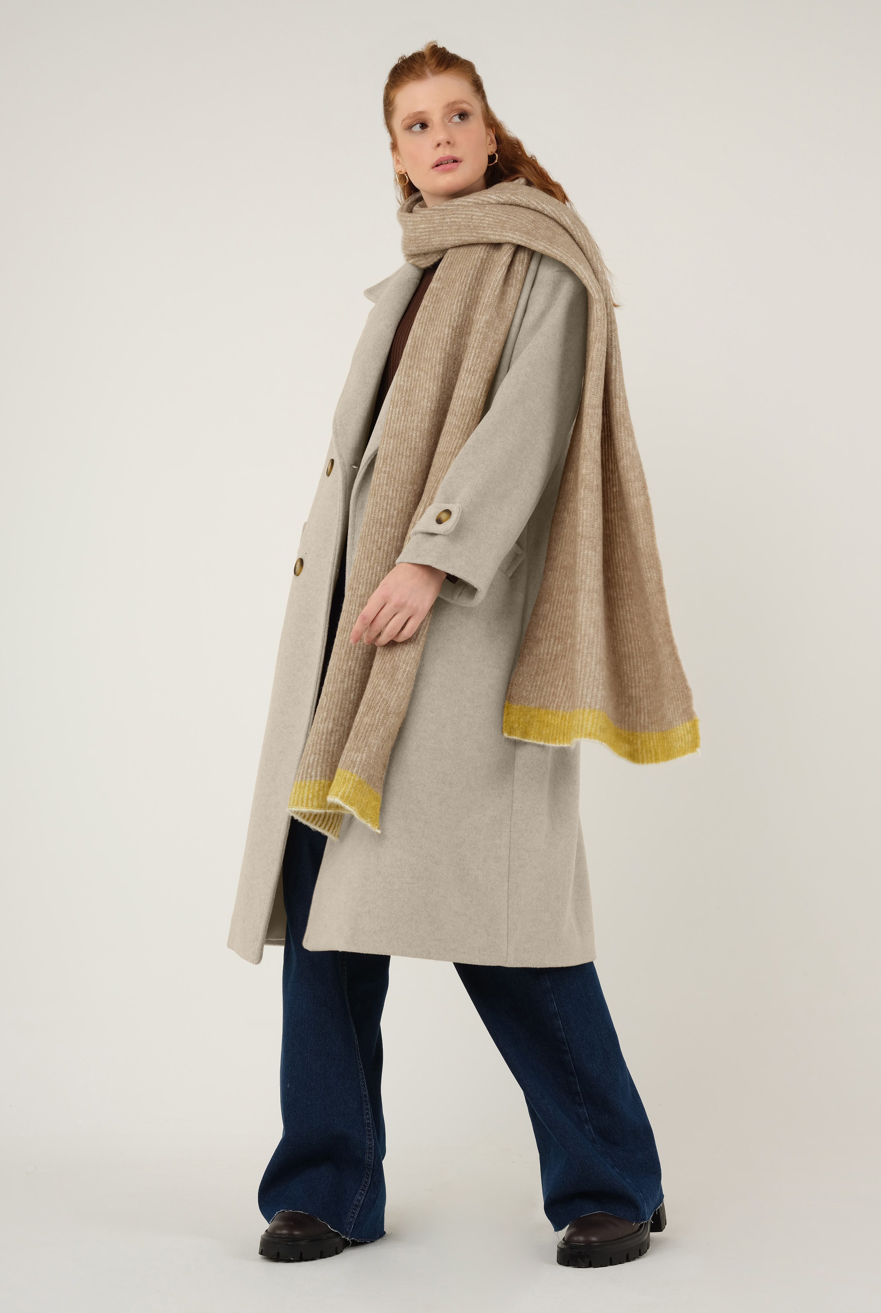 Epaulet Sleeved Coat Beige - 2