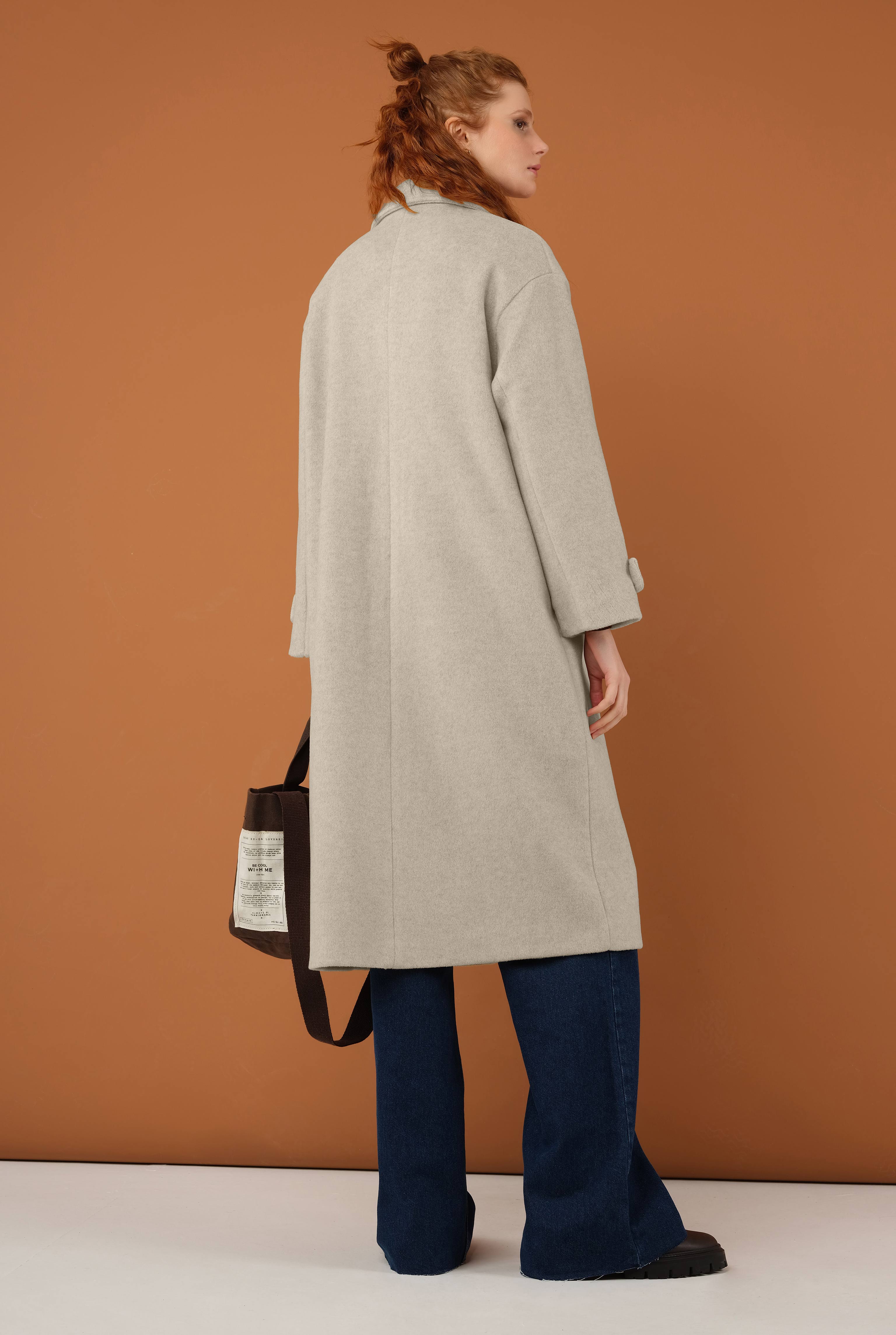 Epaulet Sleeved Coat Beige - 5