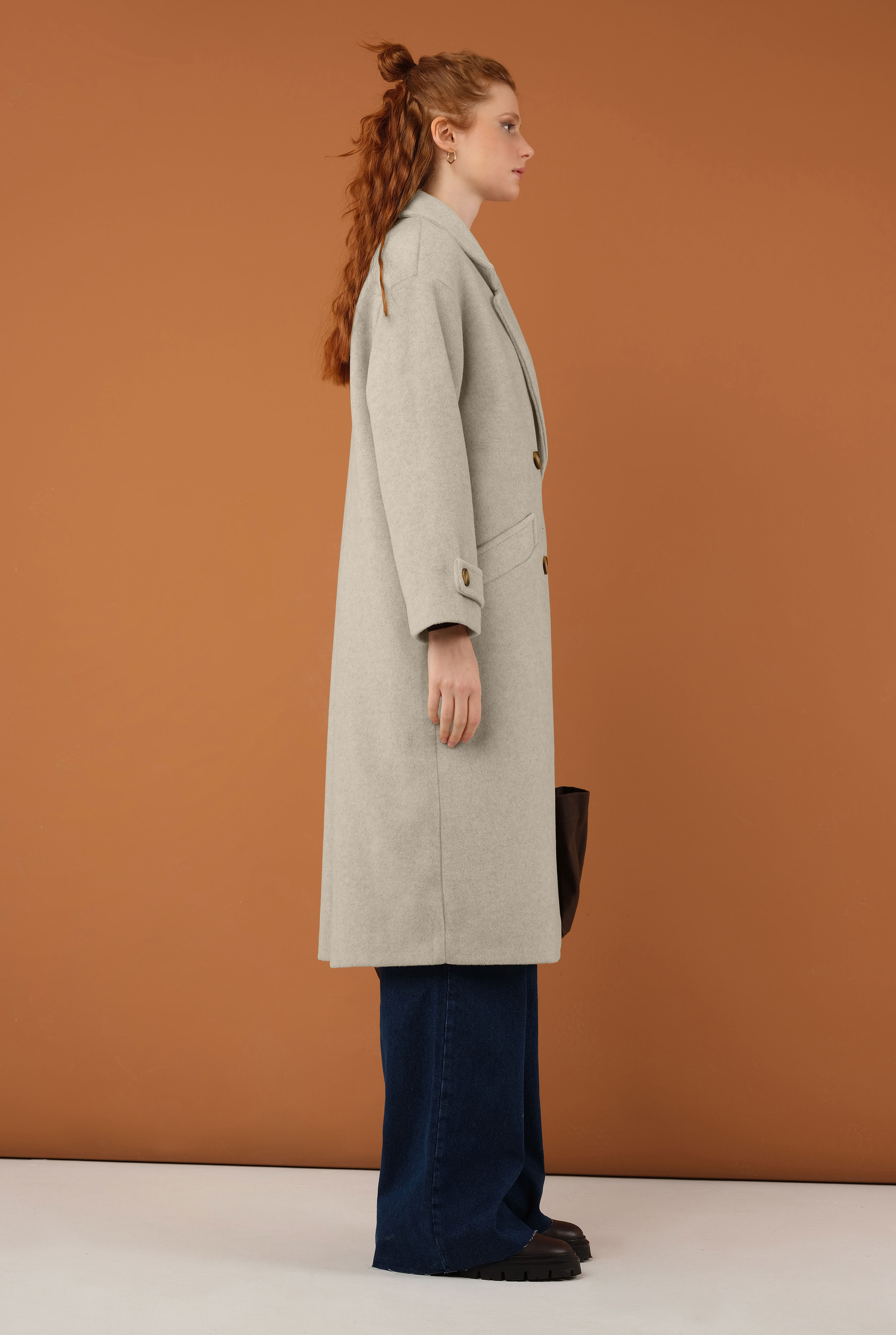 Epaulet Sleeved Coat Beige - 6