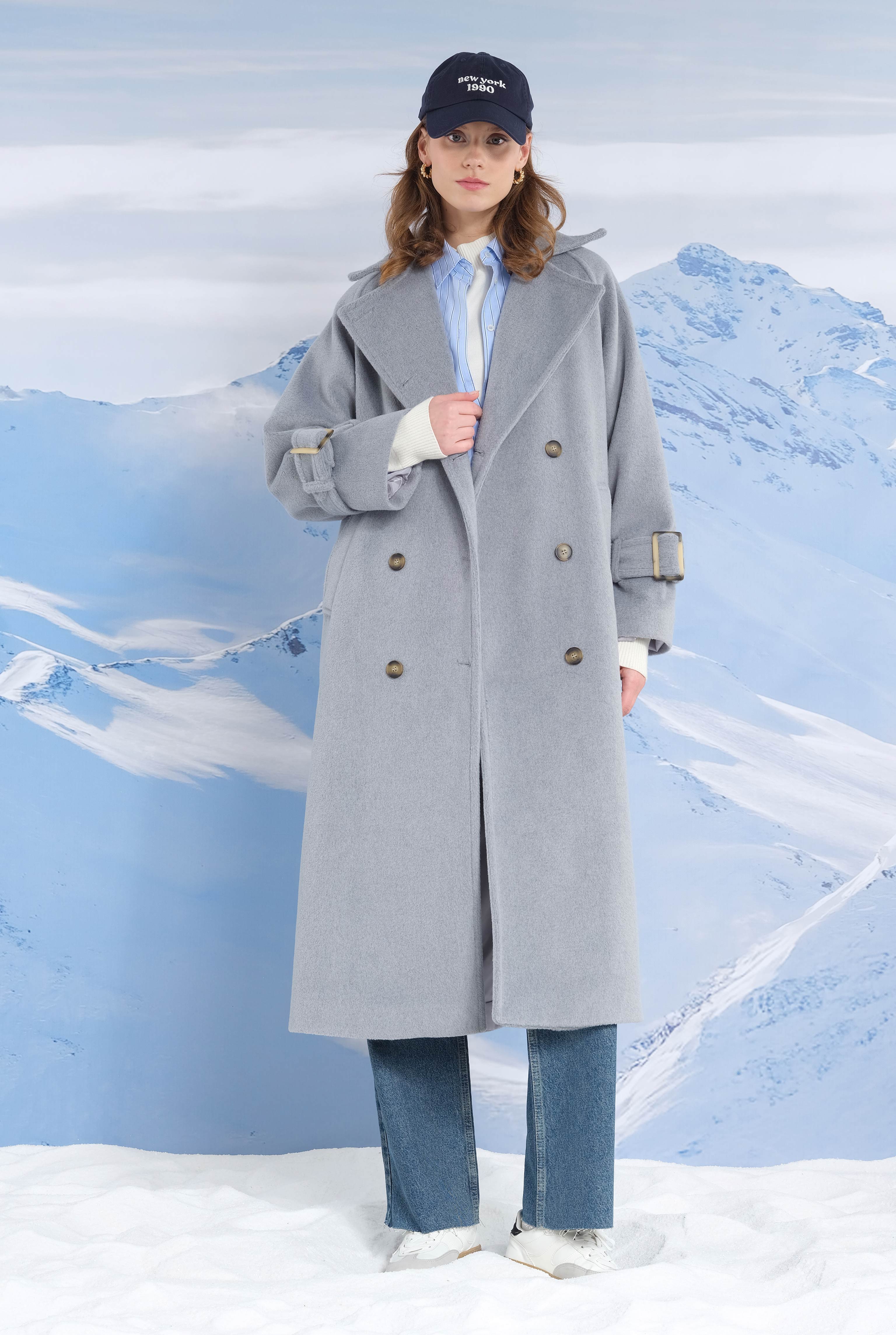 Lond Double Breasted Coat Fume - 2
