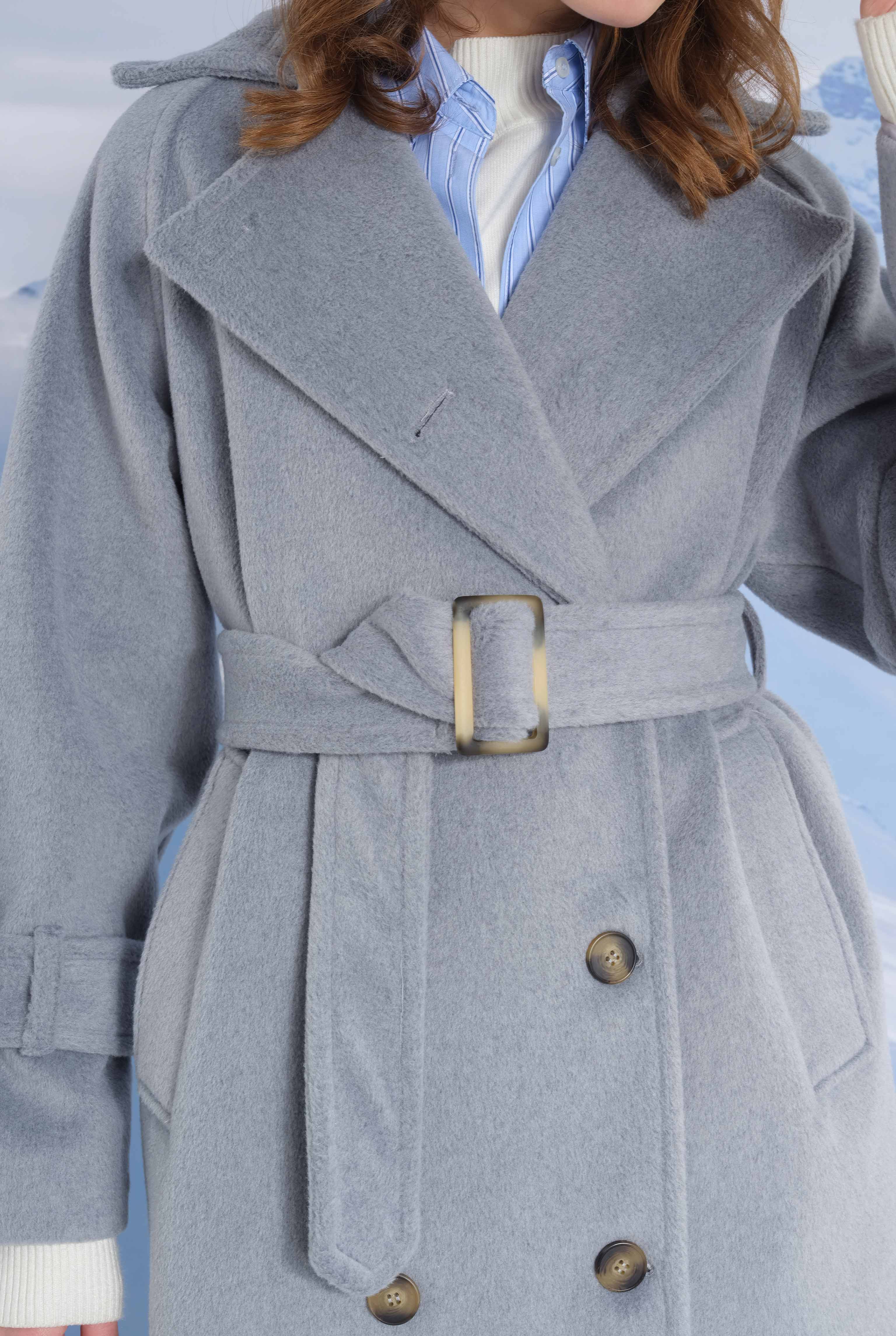 Lond Double Breasted Coat Fume - 5