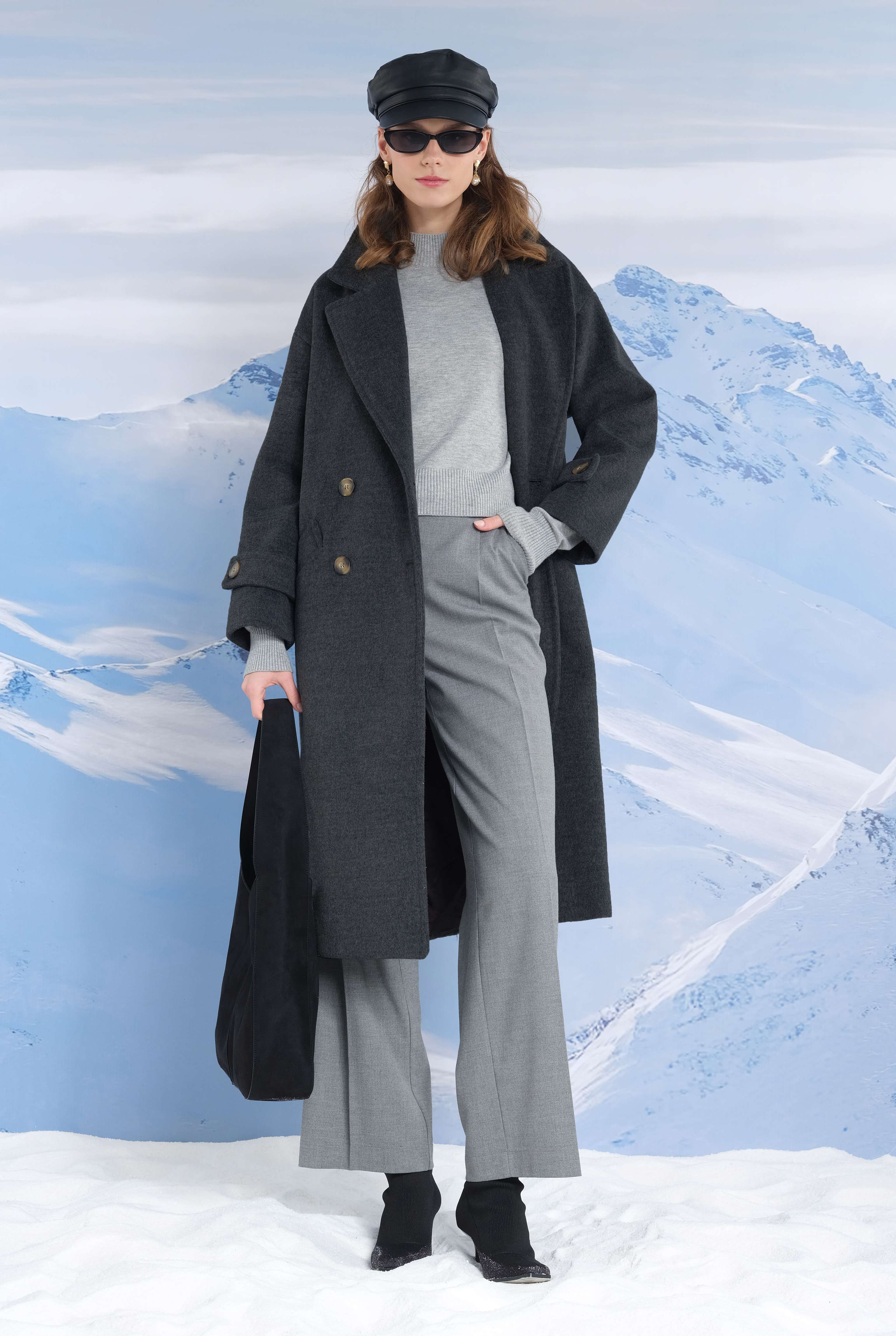 Epaulet Sleeved Coat Anthracite - 7