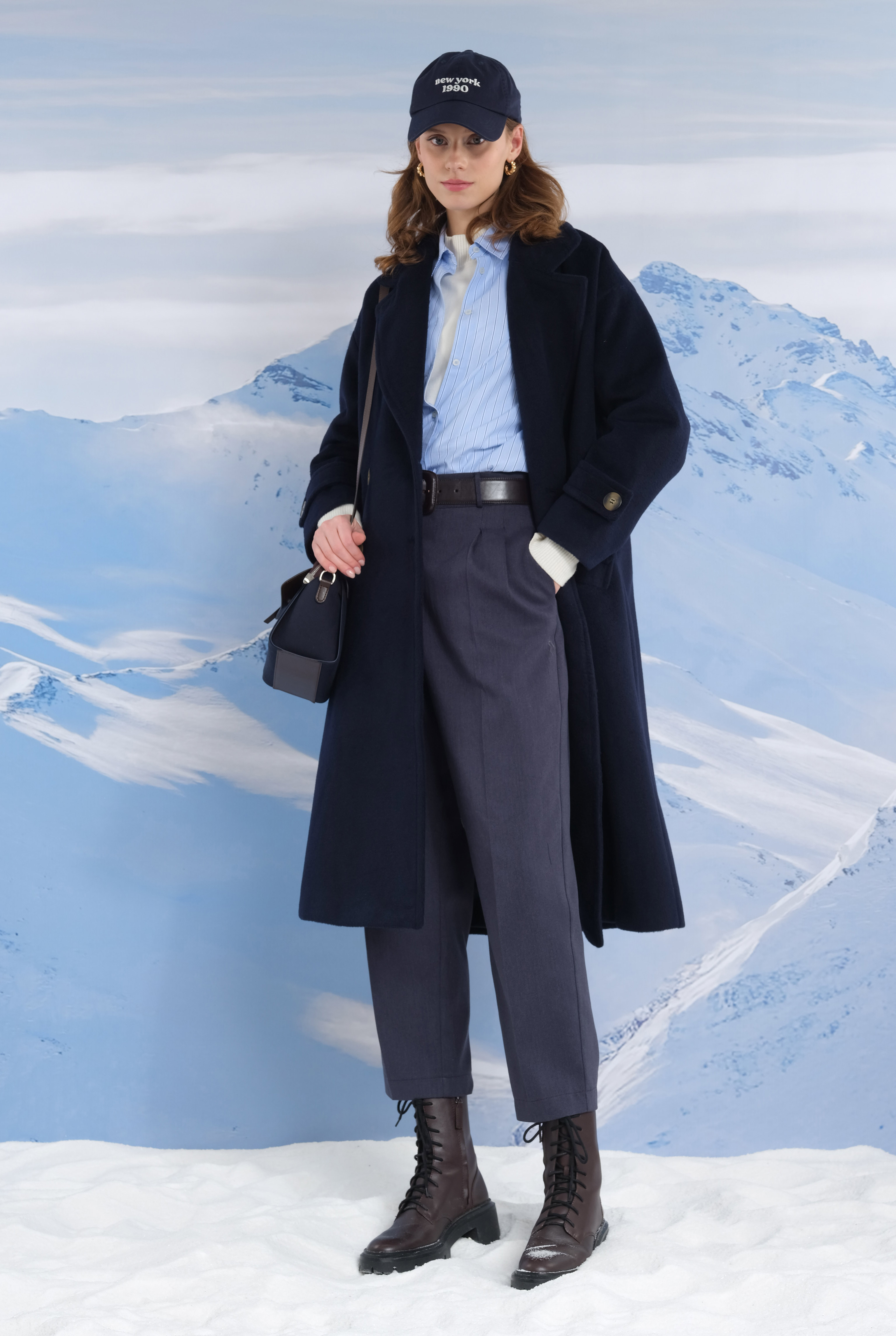 Epaulet Sleeved Coat Navy Blue - 10