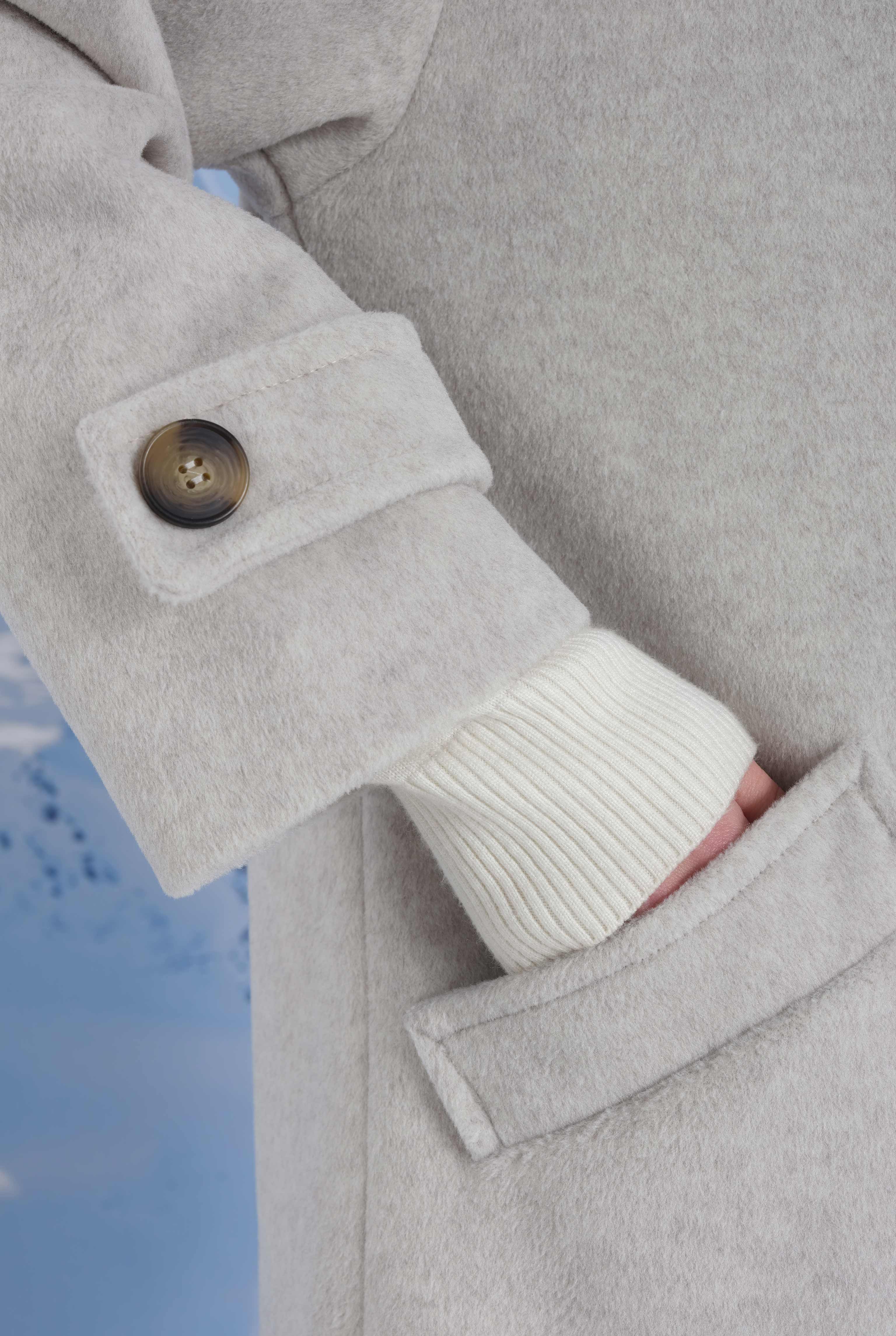 Epaulet Sleeved Coat Ivory White - 12