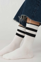 Elastic Brouded Ankle Sock White-Black 