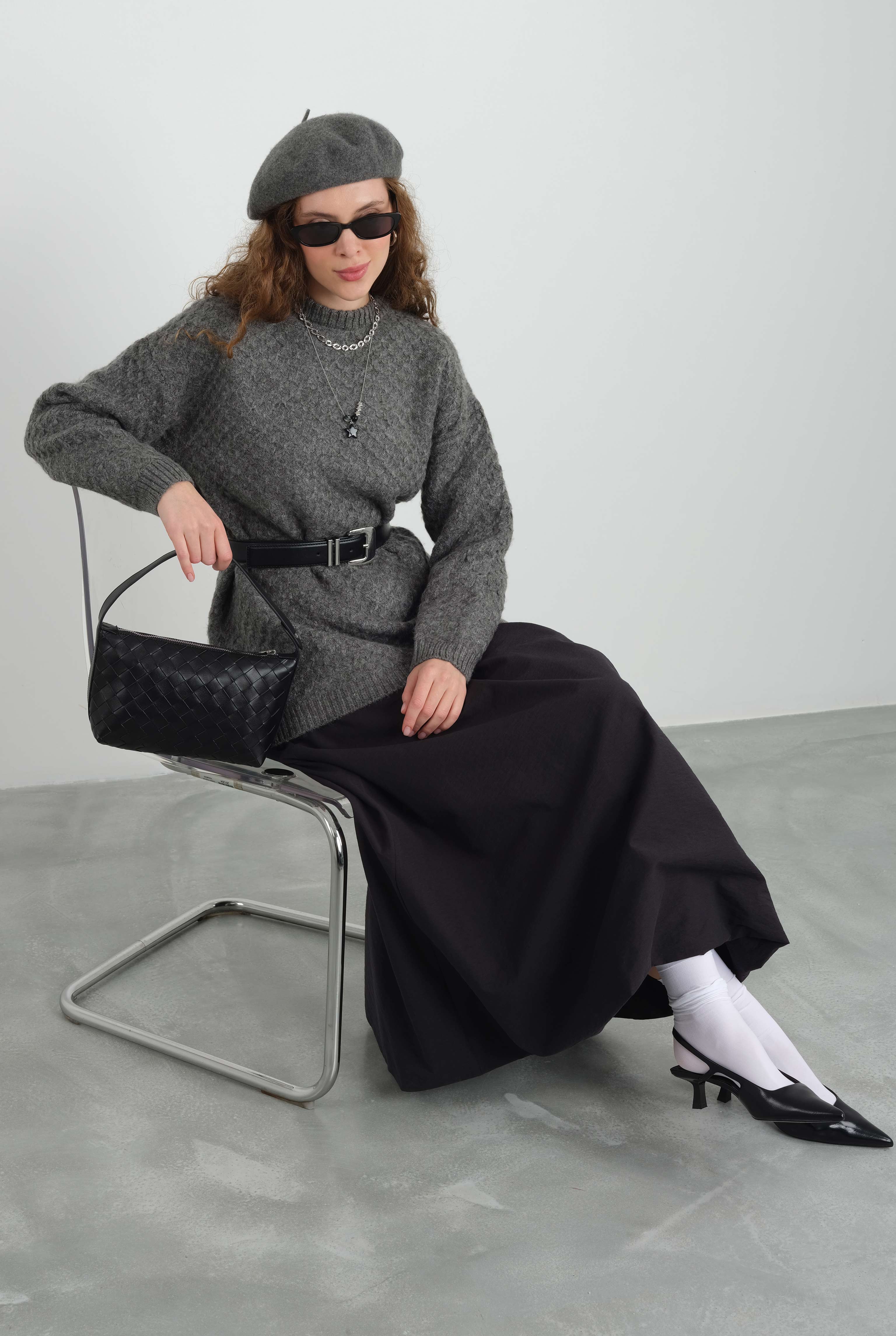 Spider Knit Sweater Anthracite - HE-QA