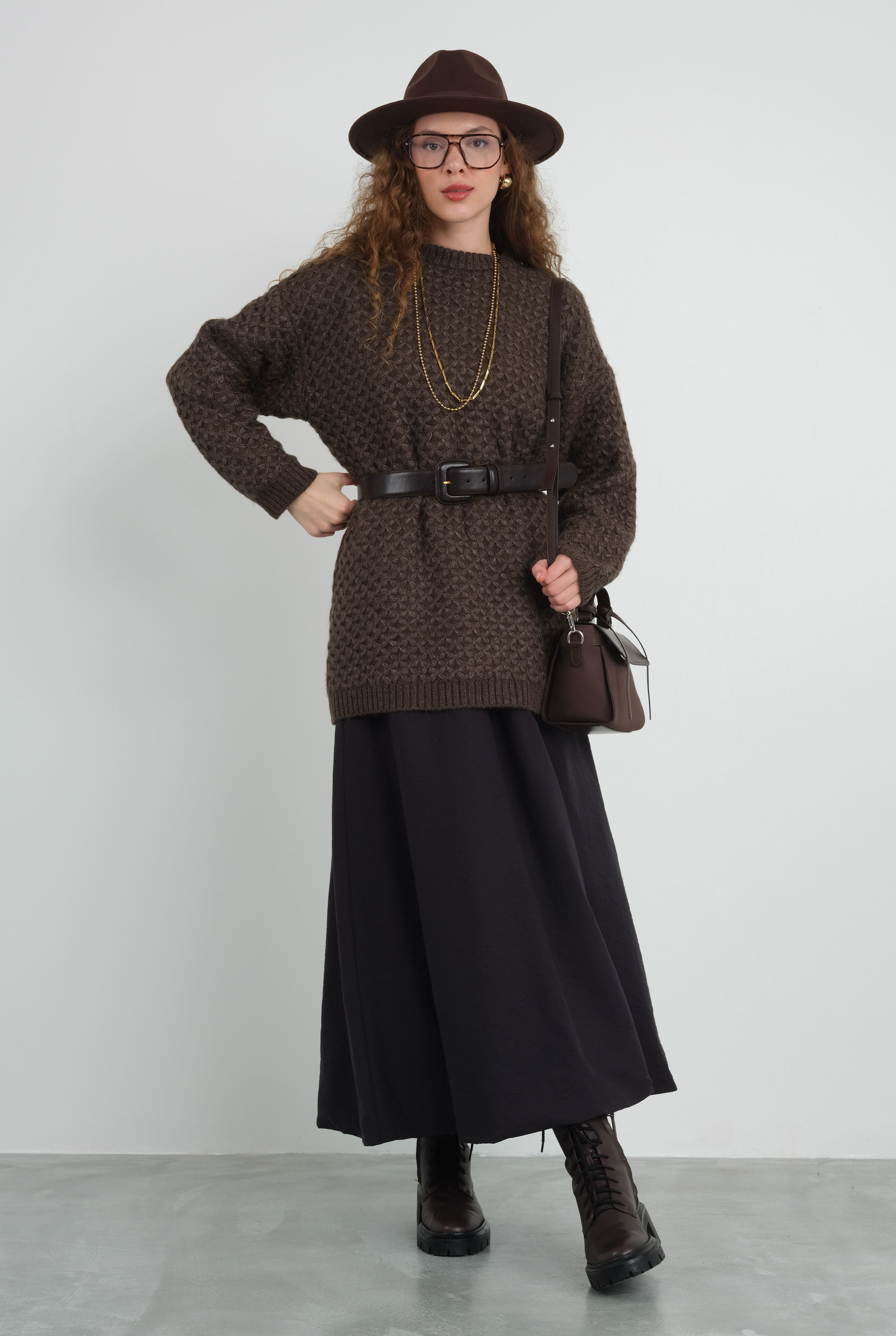 Spider Knit Sweater Dark Brown - 2