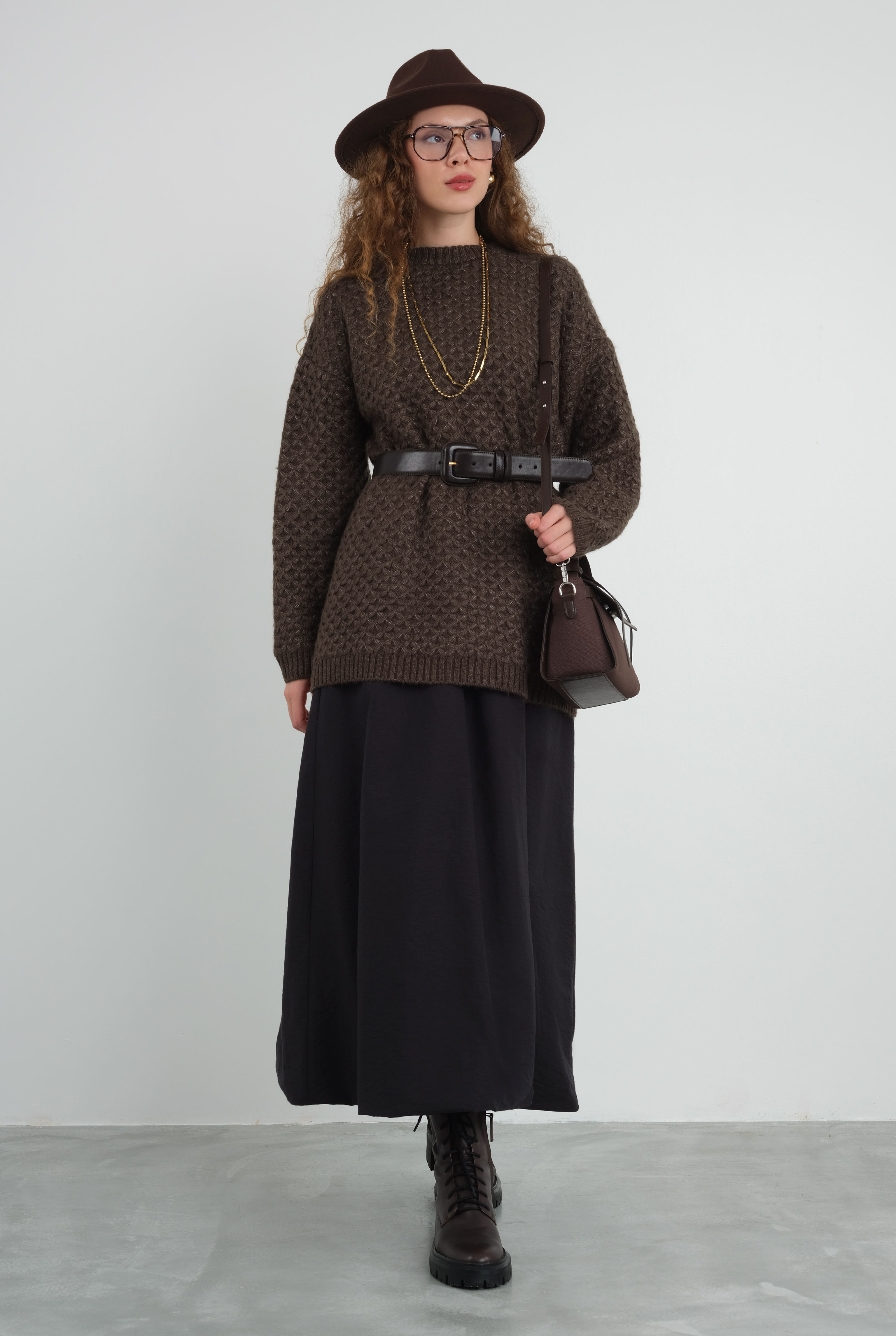 Spider Knit Sweater Dark Brown - 1