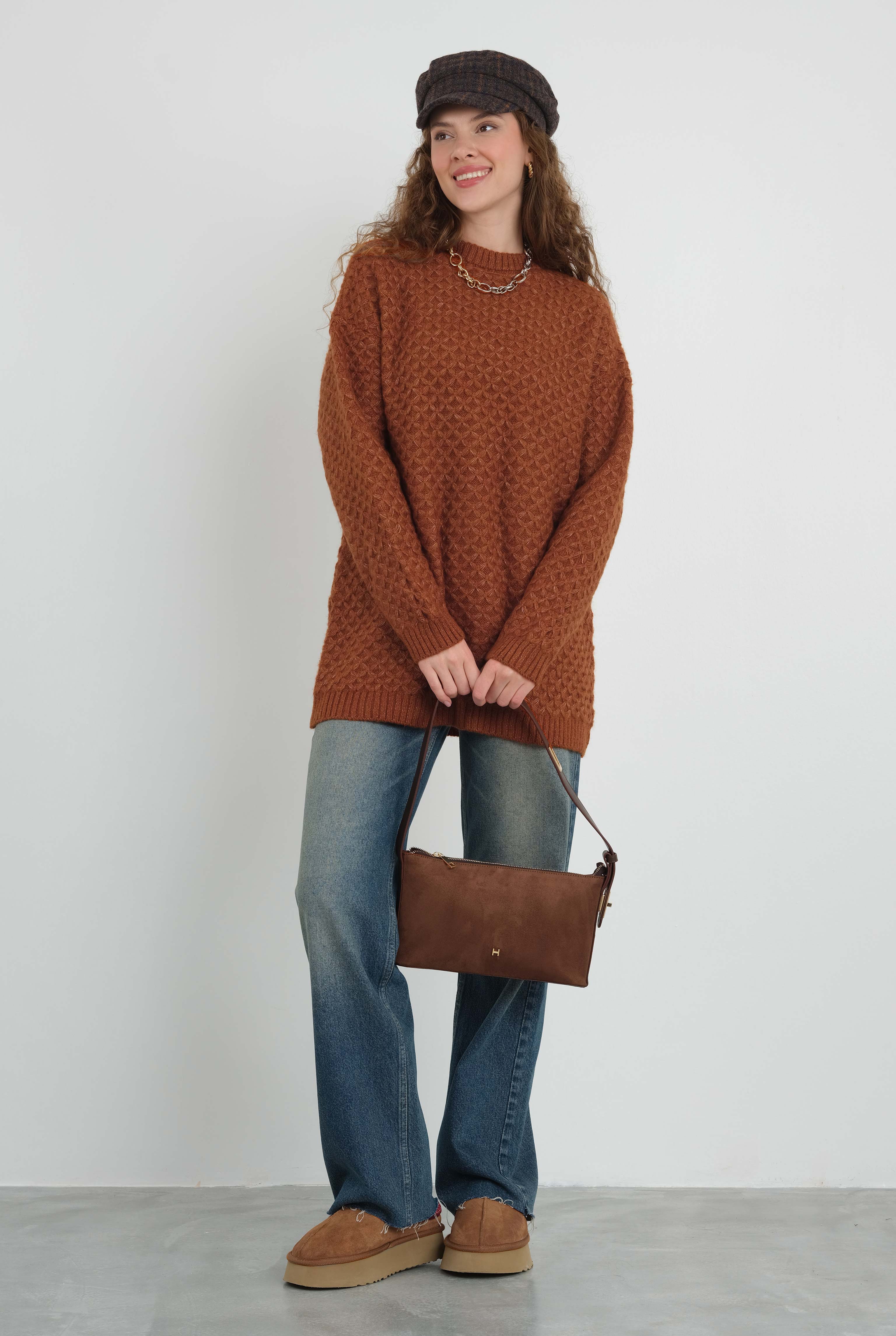 Spider Knit Sweater Brick Red - 2