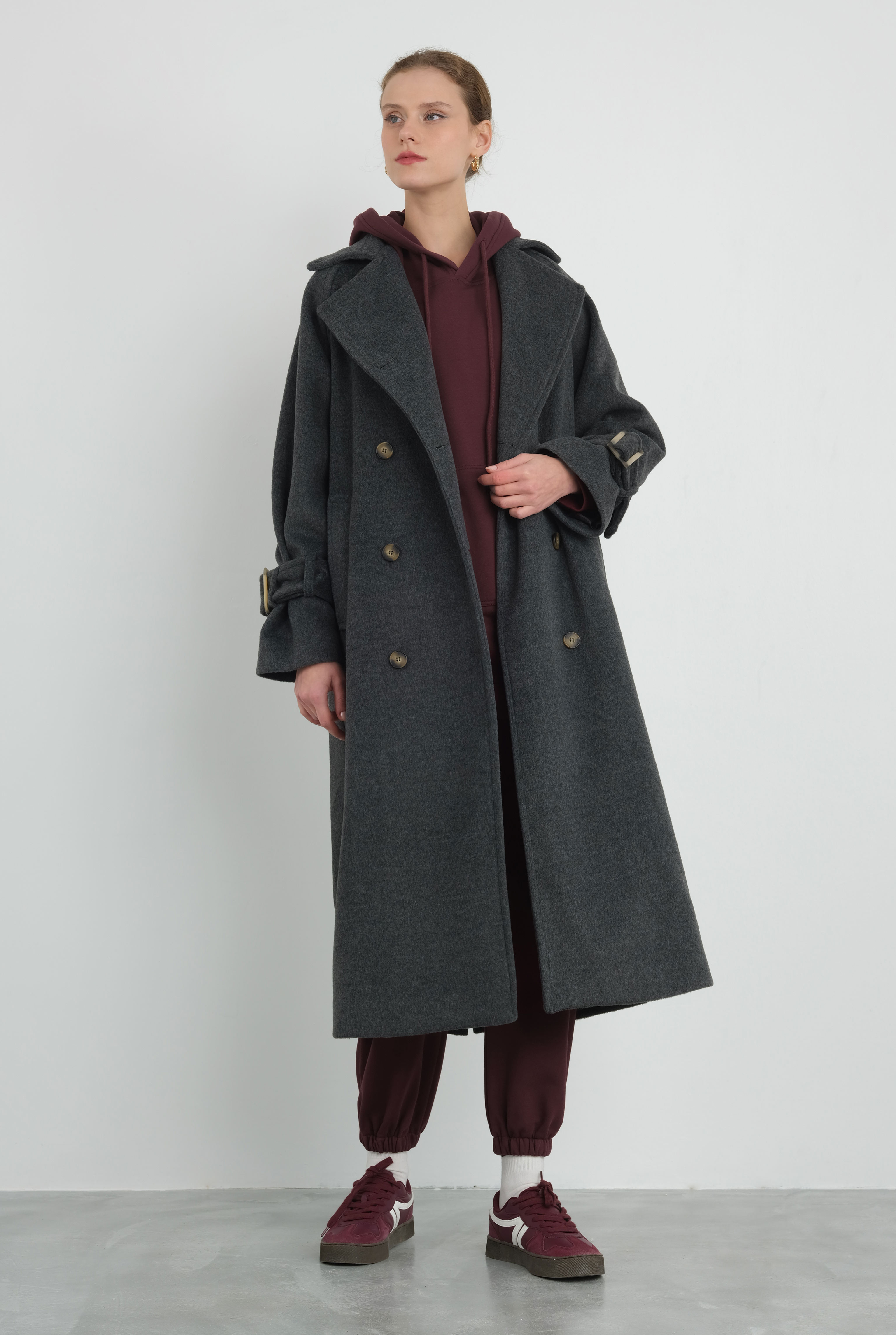 Lond Double Breasted Coat Anthracite - 2