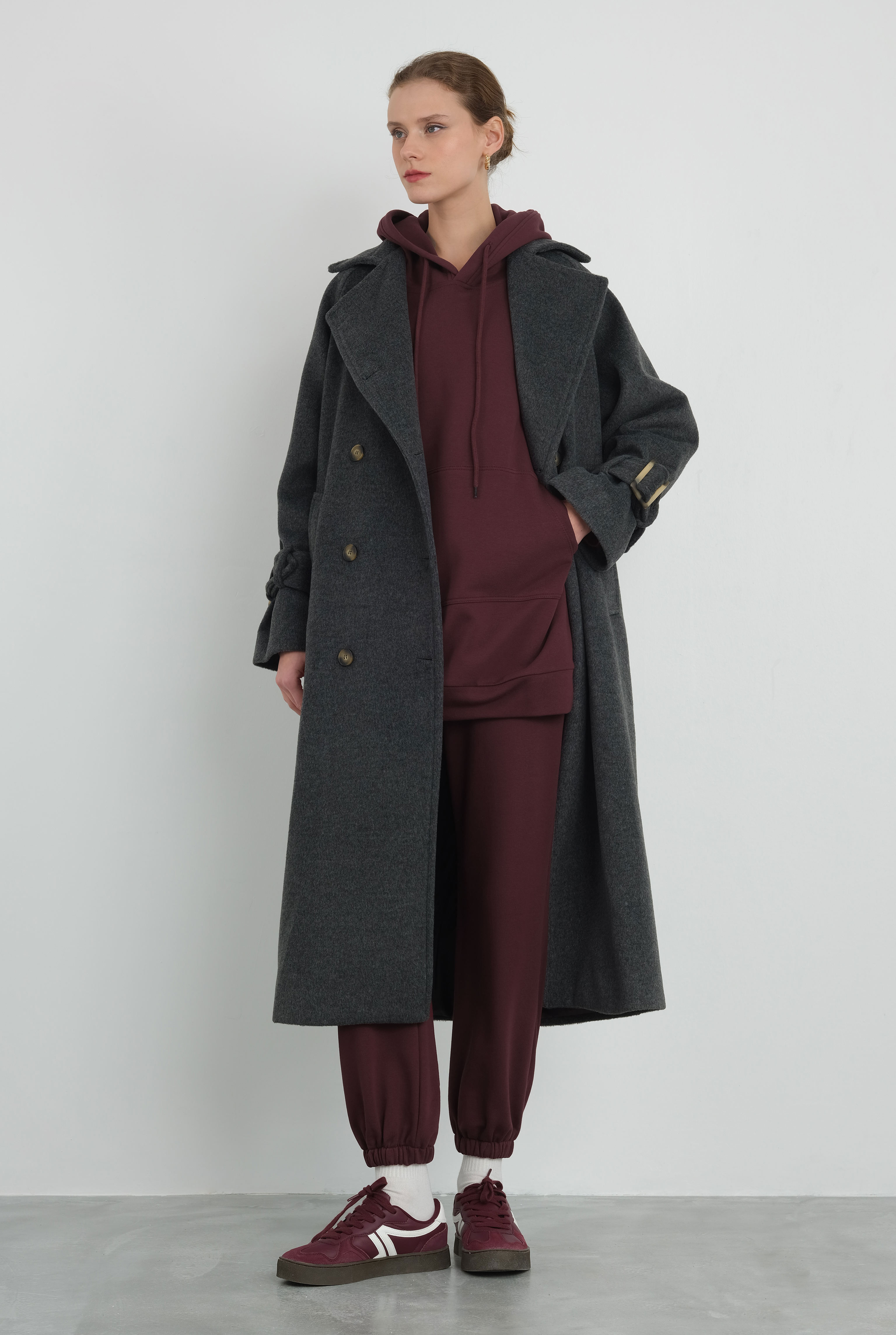 Lond Double Breasted Coat Anthracite - 3