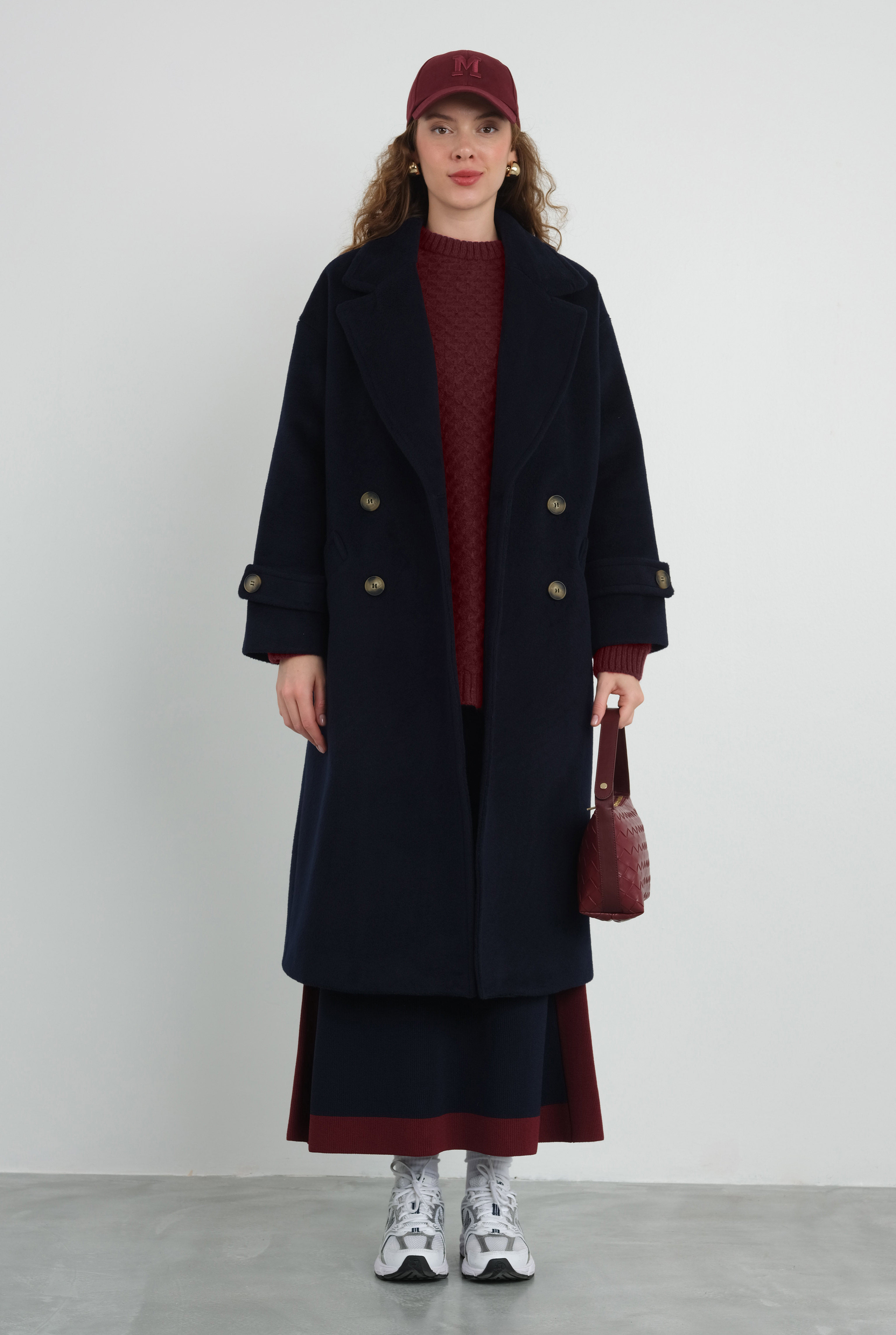 Epaulet Sleeved Coat Navy Blue - 14