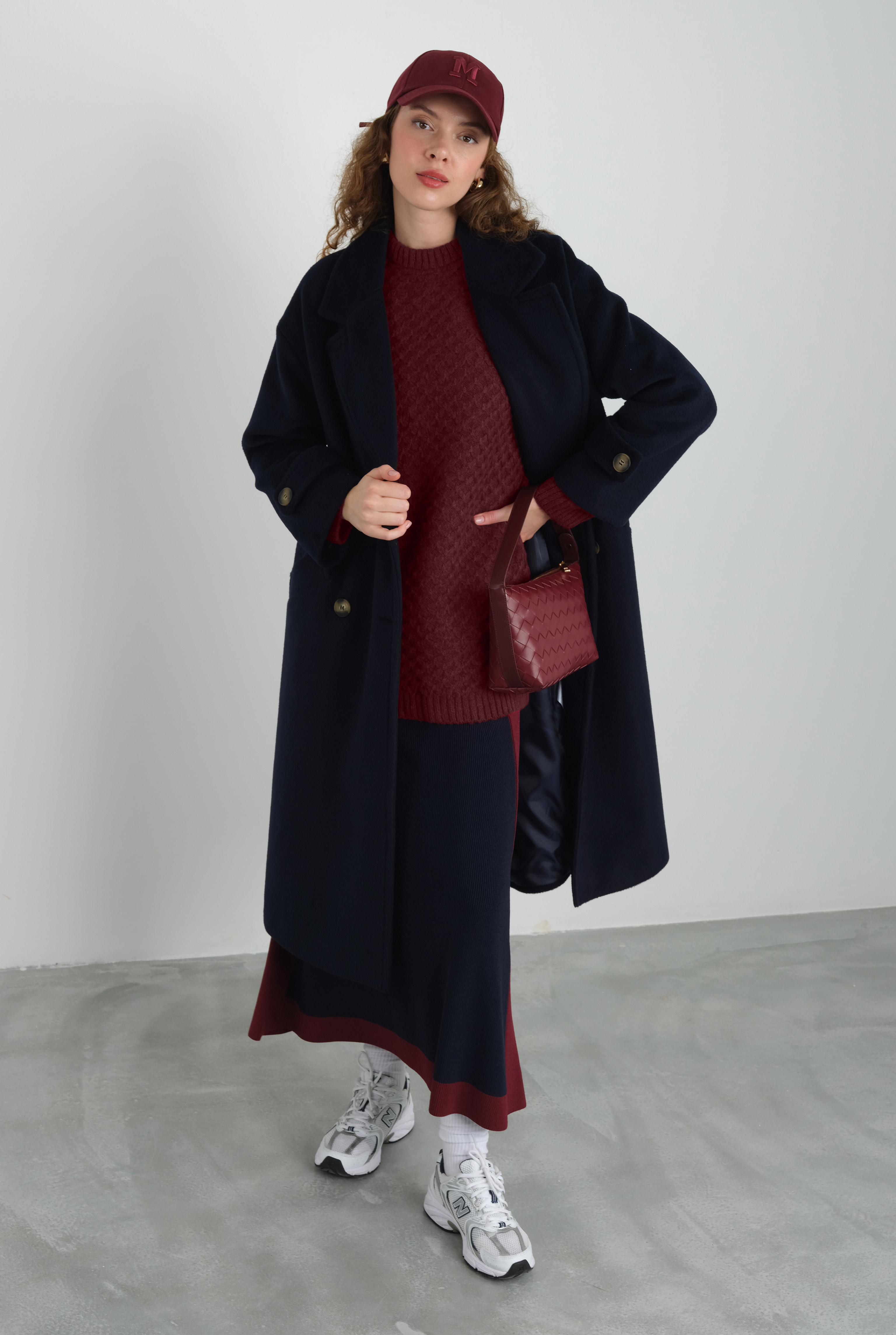 Epaulet Sleeved Coat Navy Blue - 16