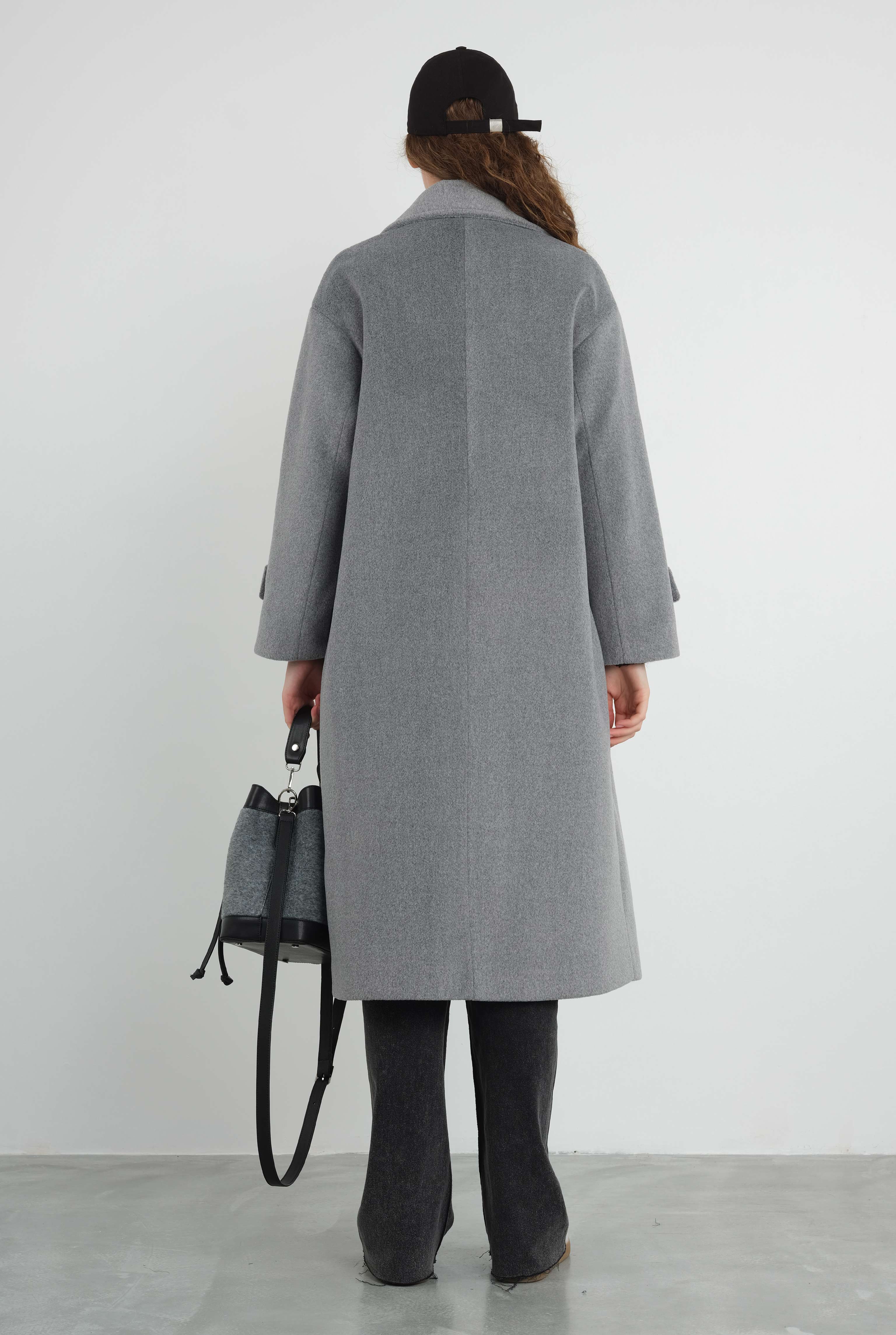 Epaulet Sleeved Coat Grey Marl - 10