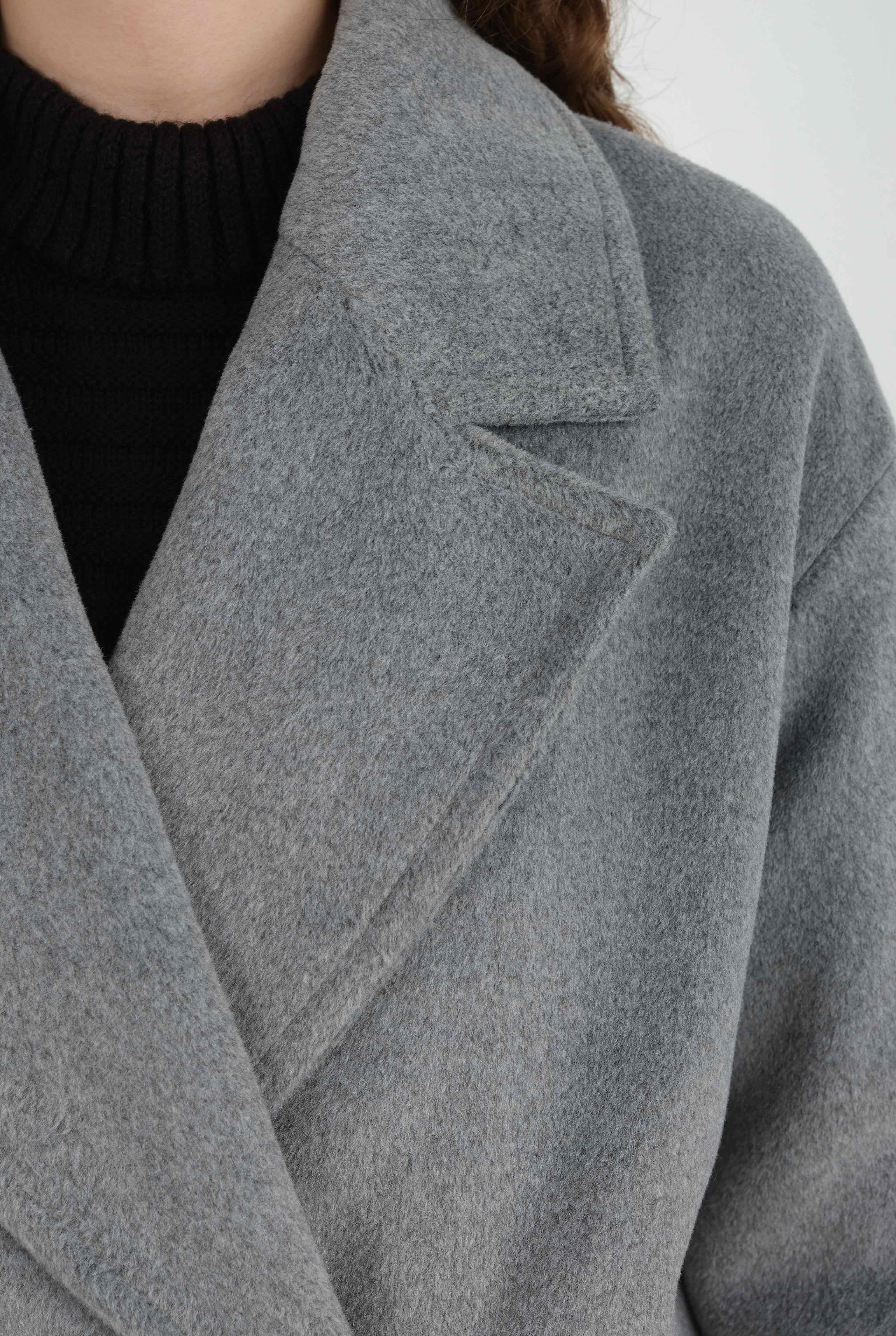 Epaulet Sleeved Coat Grey Marl - 13