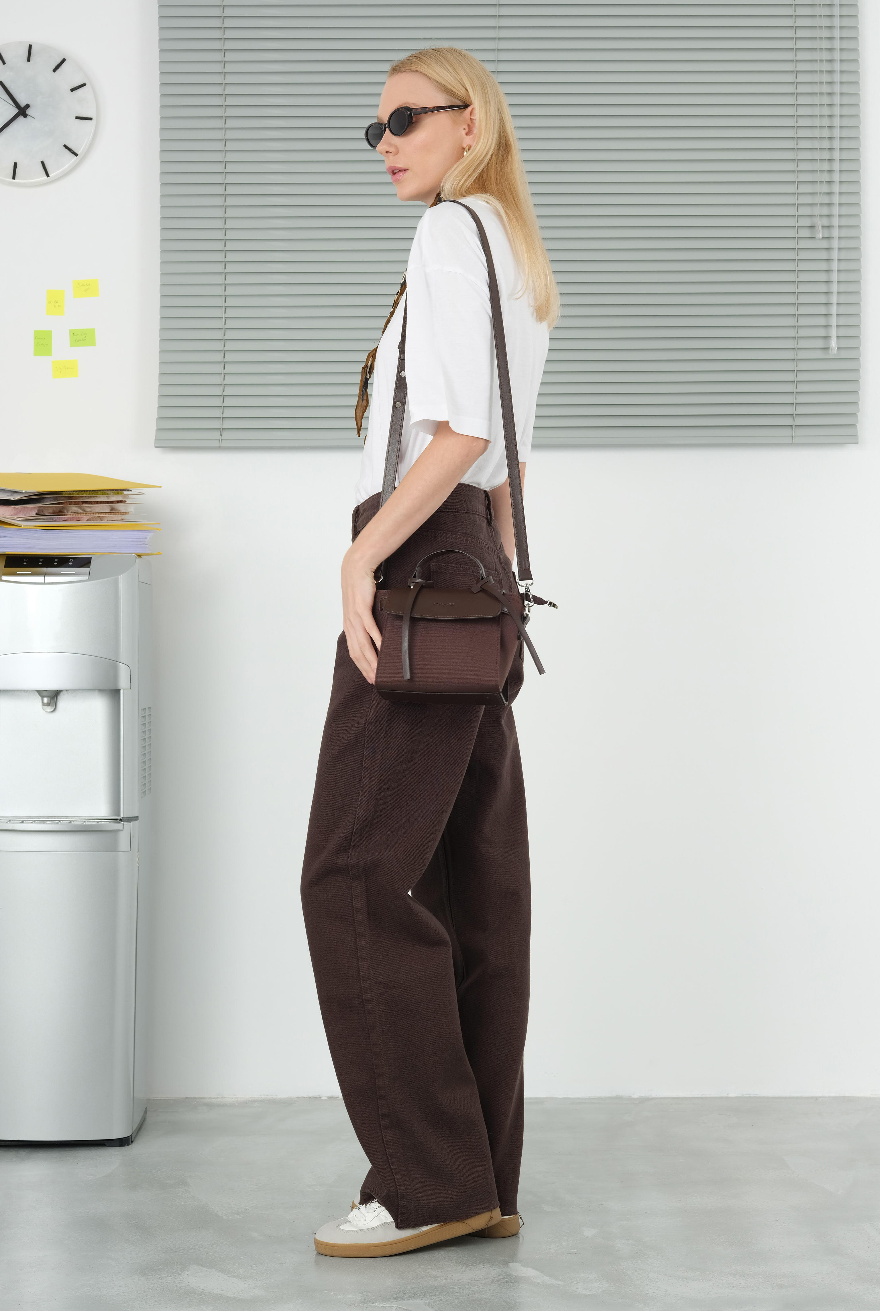 Leather Covered Canvas Bag Brown - 9