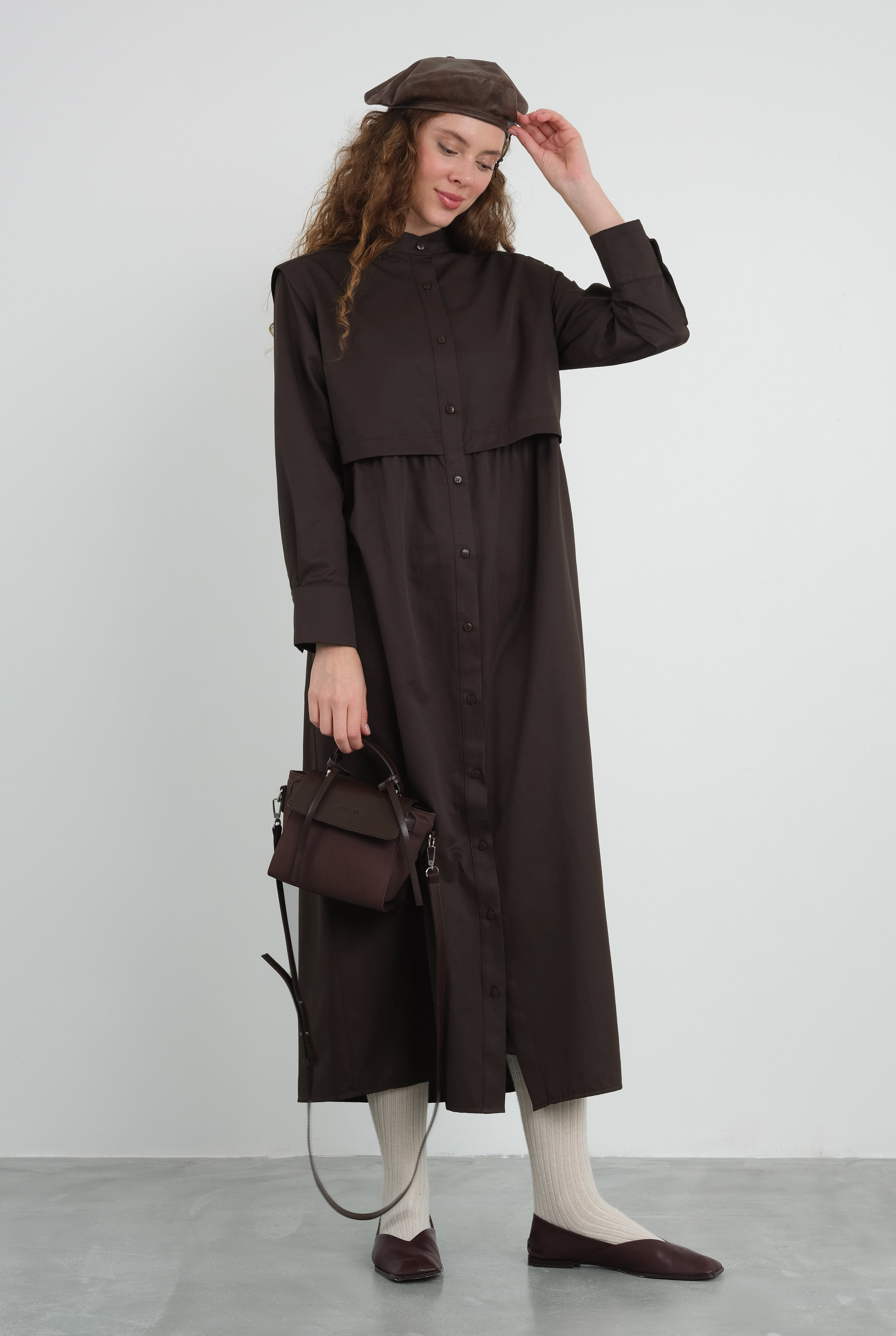 Leather Covered Canvas Bag Brown - 10