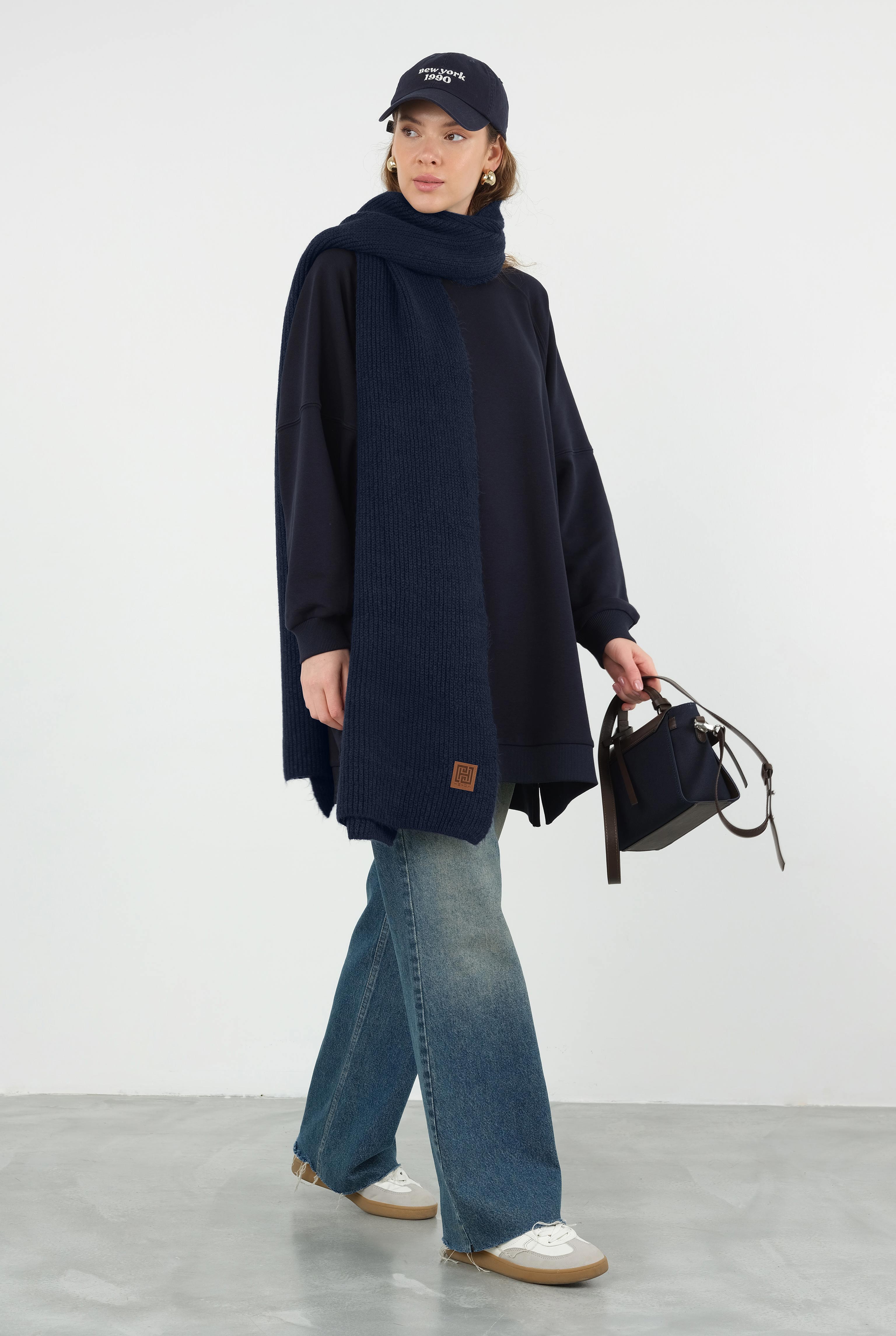 Knitted Kerchief Navy Blue - 8