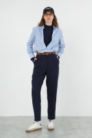 Pleated Trousers Navy Blue 