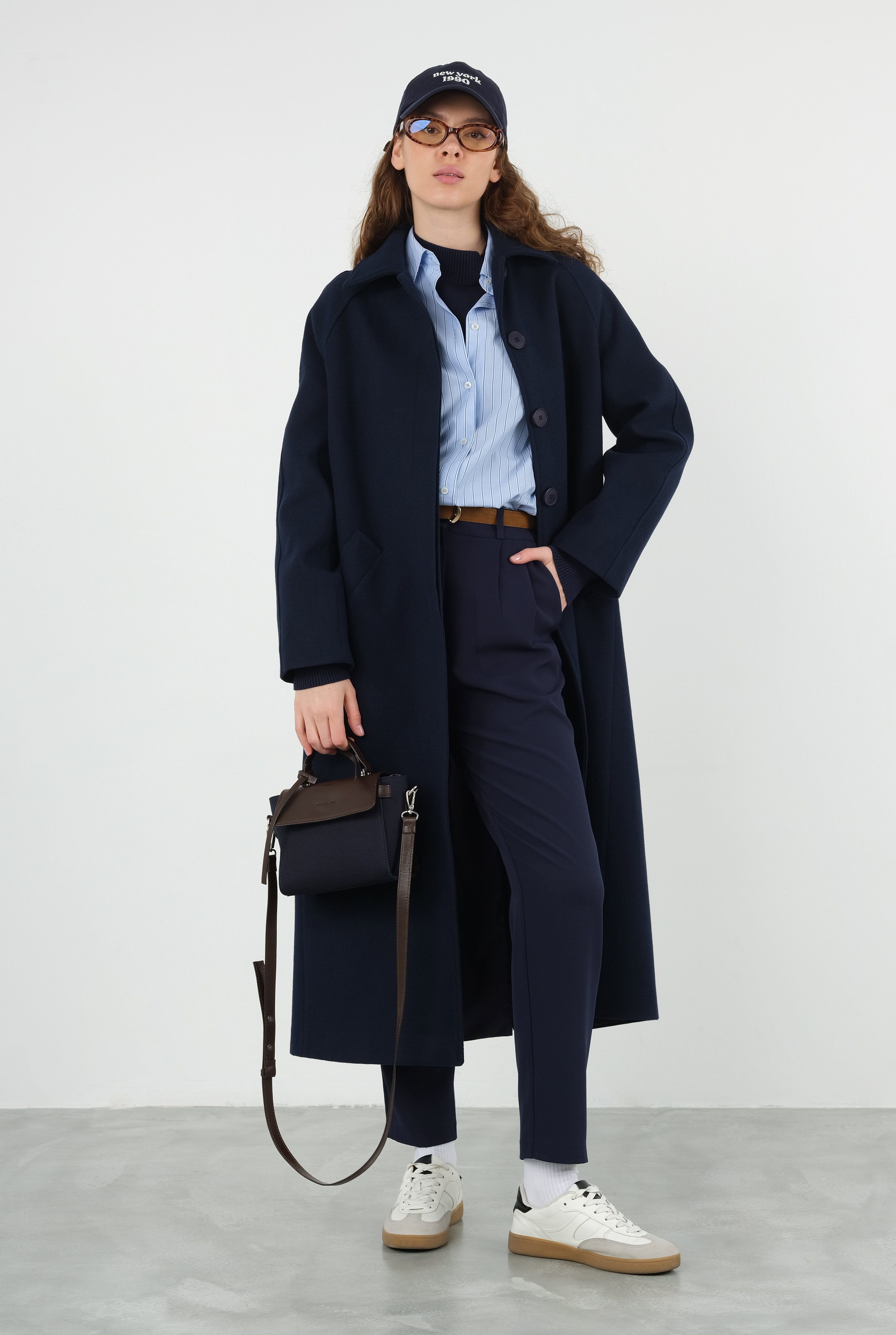 Pleated Trousers Navy Blue - 5