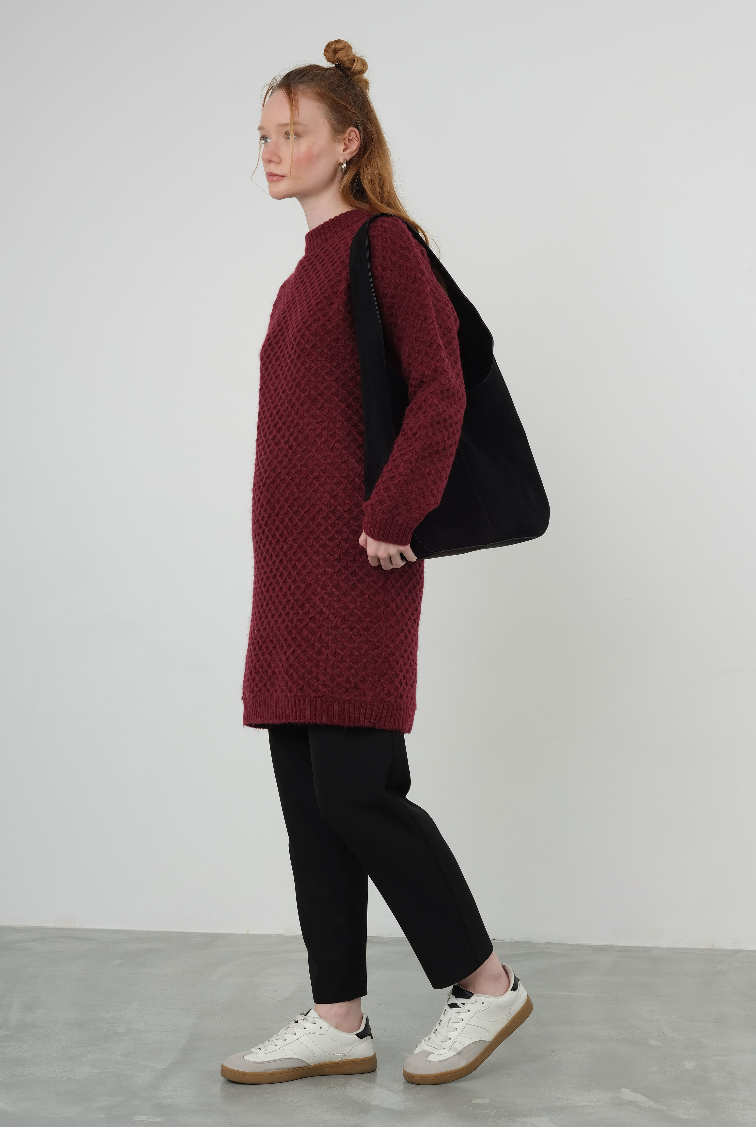 Spider Knit Sweater Long Bordeaux - 3