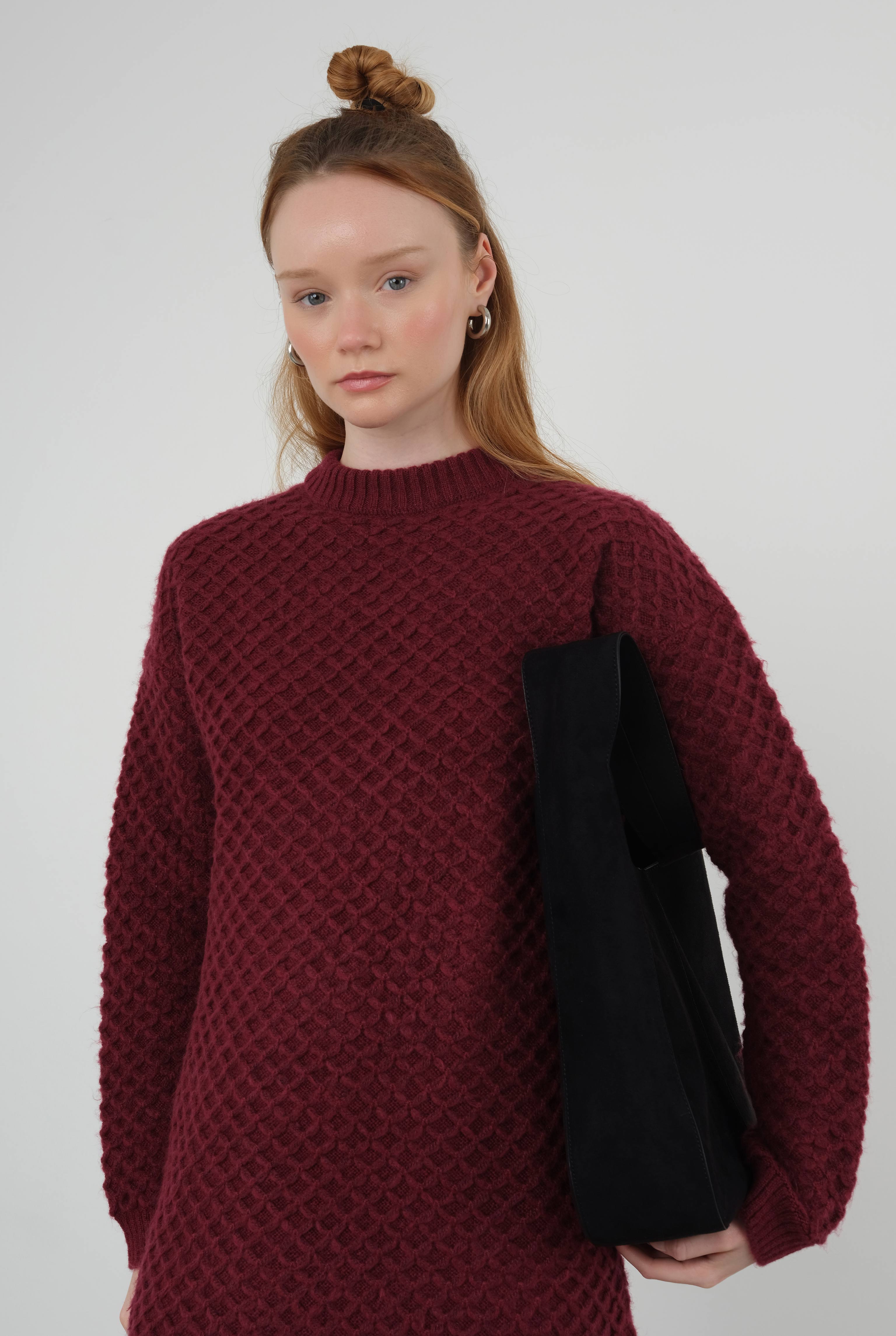 Spider Knit Sweater Long Bordeaux - 5