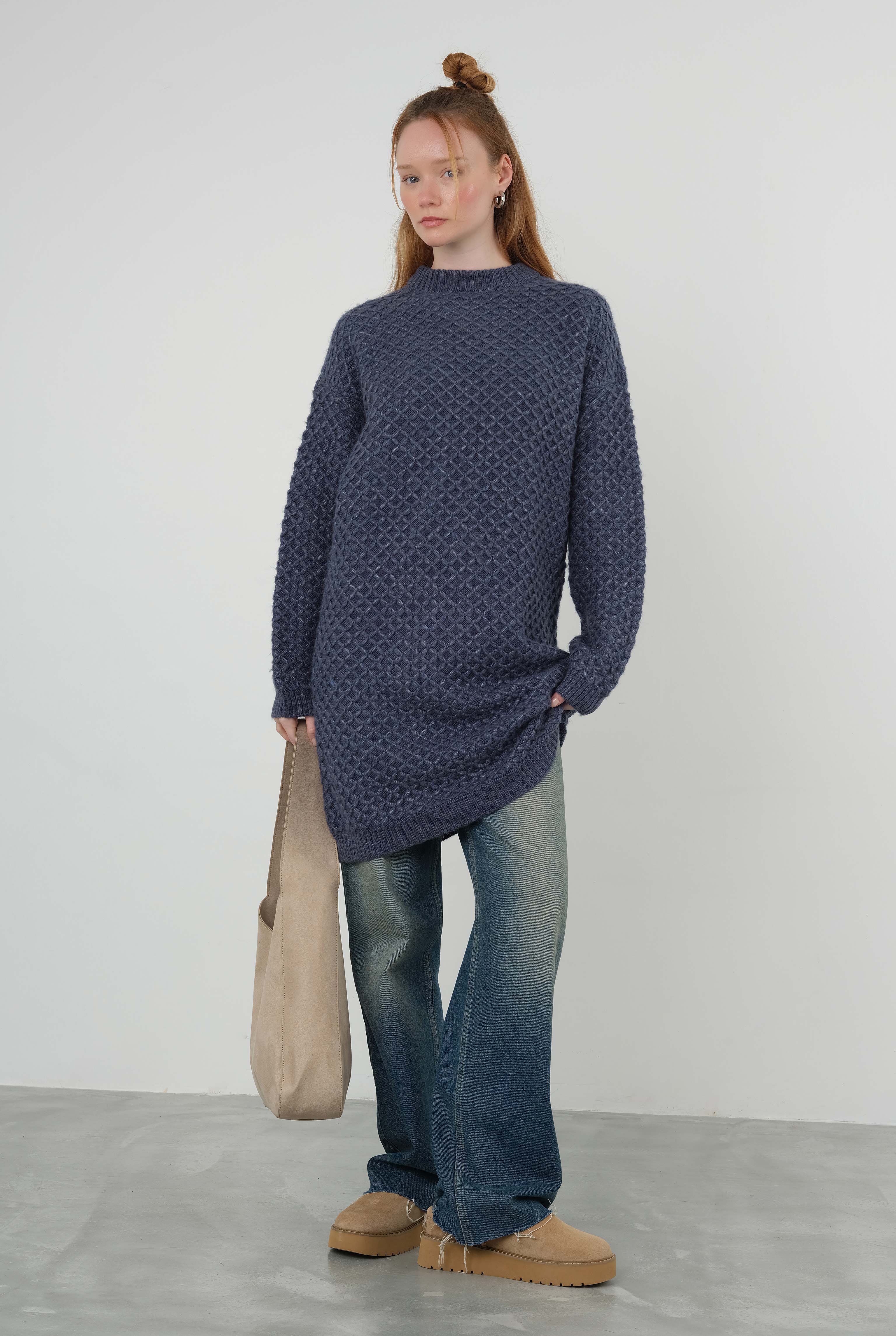Spider Knit Sweater Long Royal Blue - 2