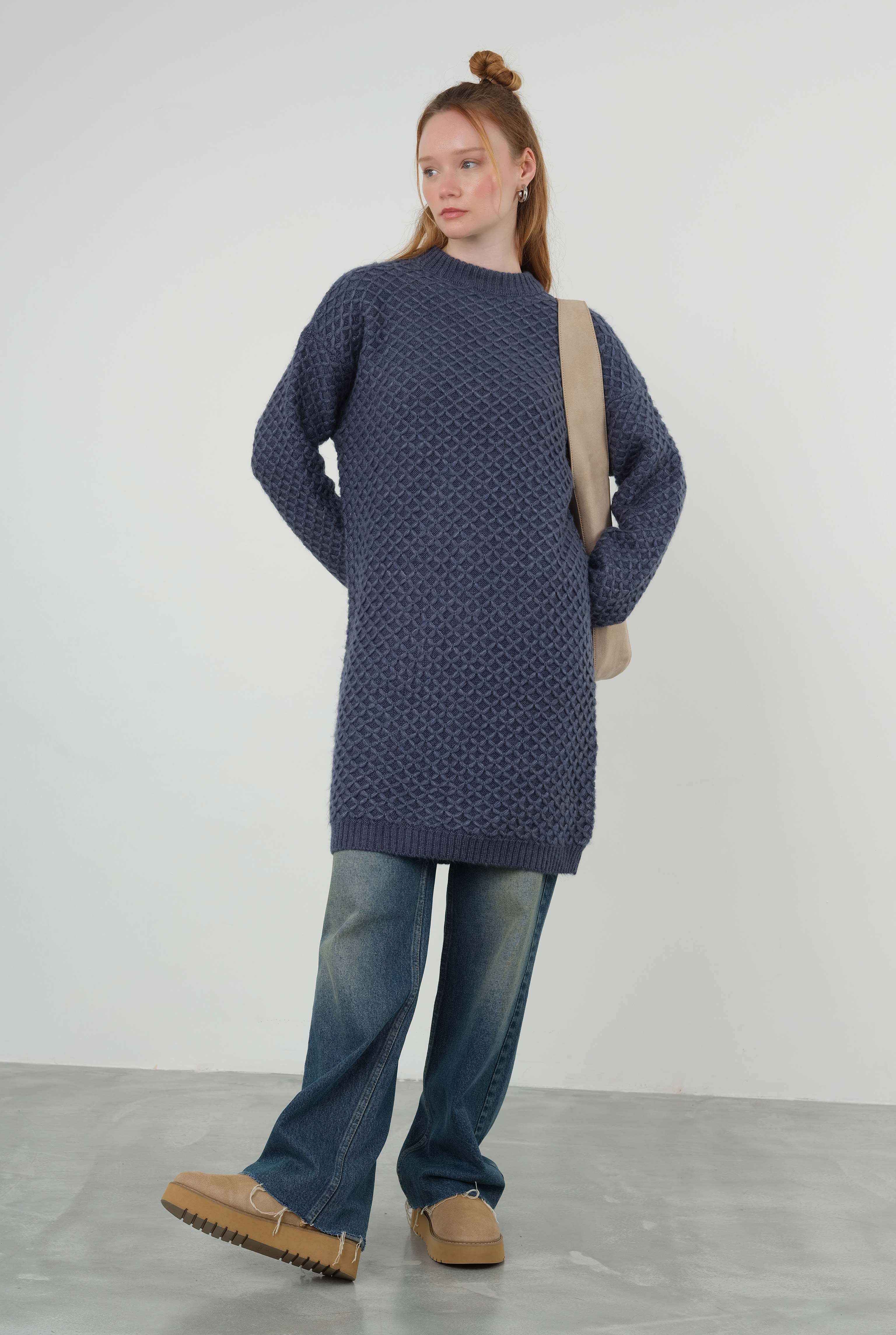 Spider Knit Sweater Long Royal Blue - 1