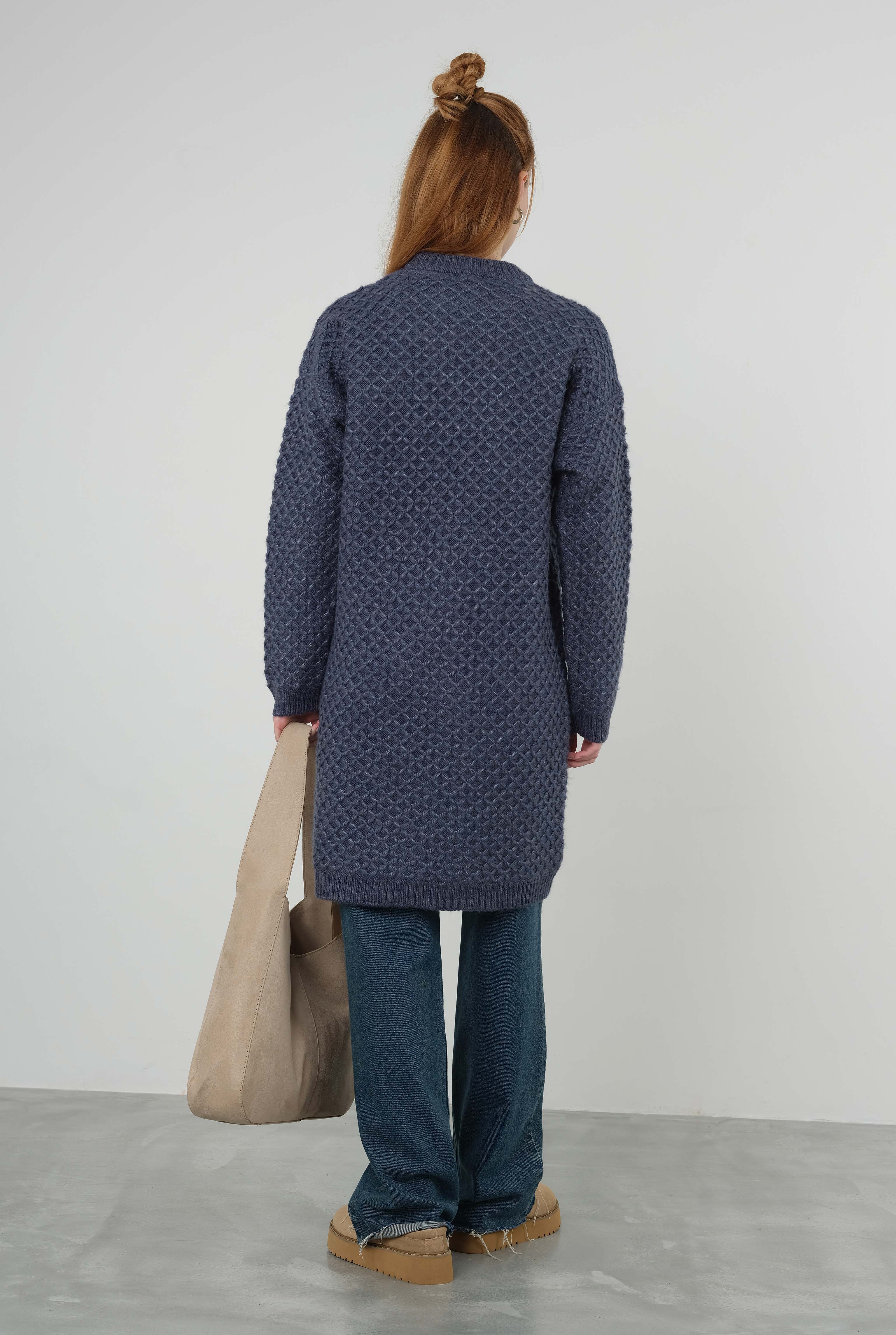 Spider Knit Sweater Long Royal Blue - 4