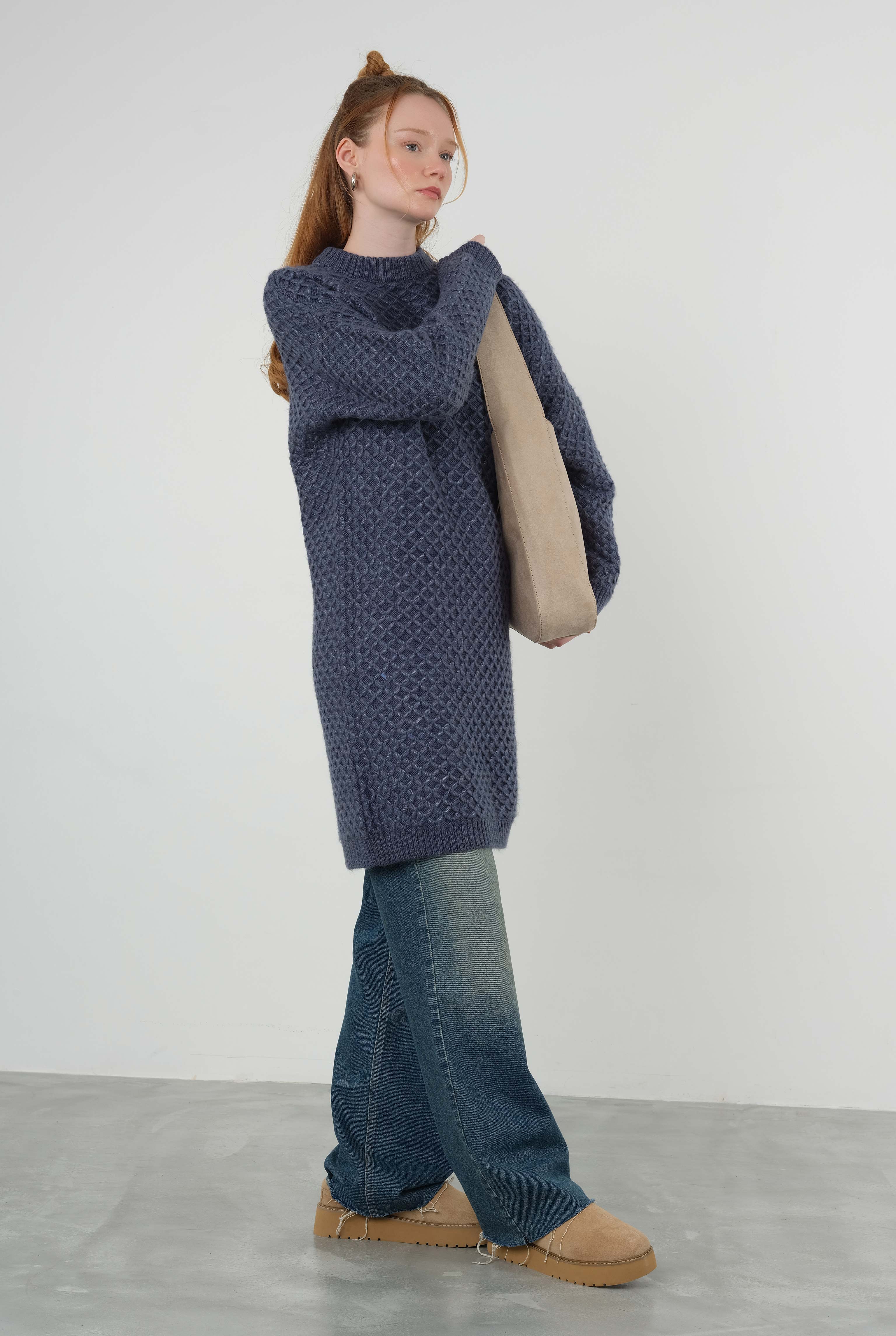 Spider Knit Sweater Long Royal Blue - 3
