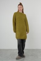 Spider Knit Sweater Long Oil Green 