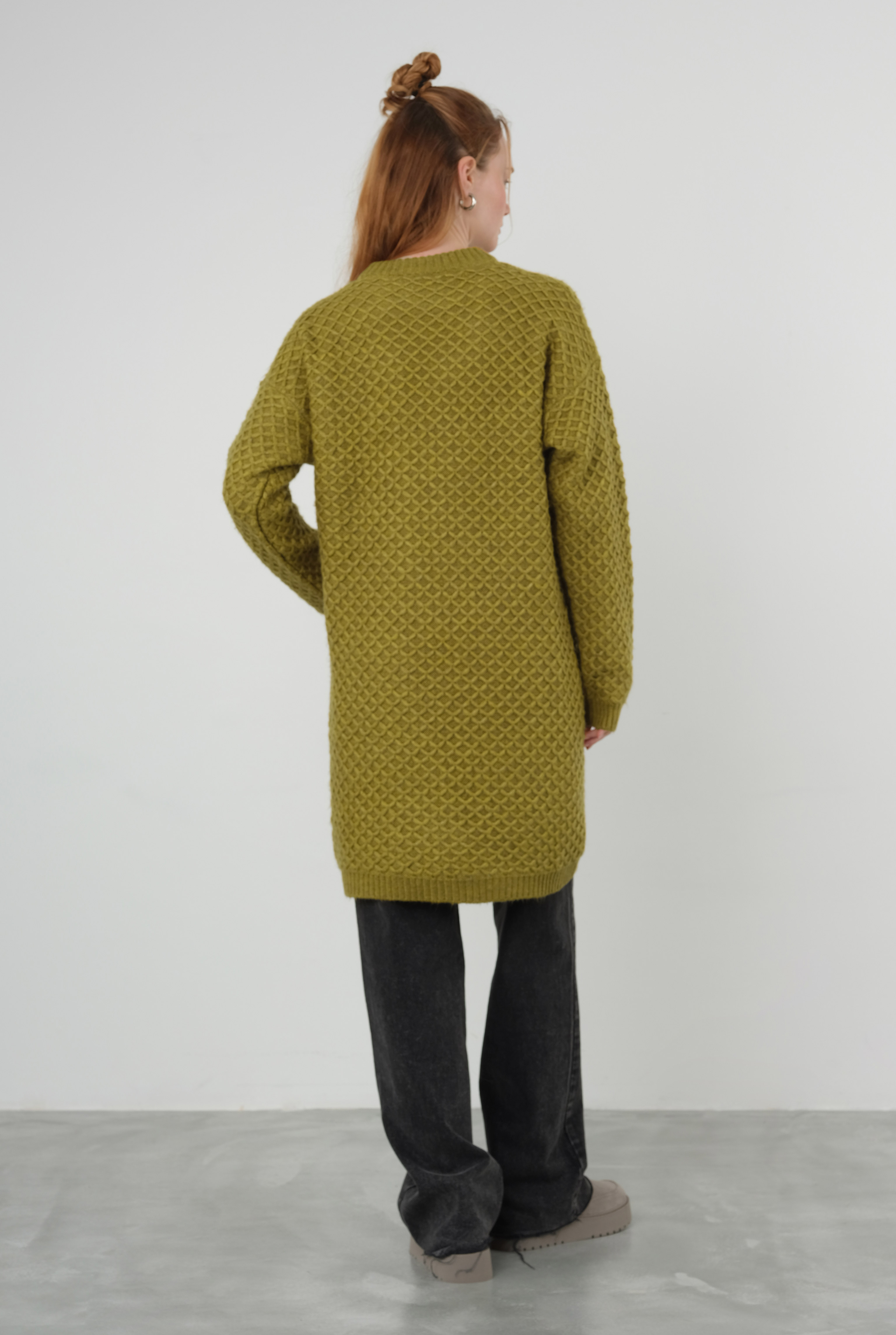 Spider Knit Sweater Long Oil Green - 4