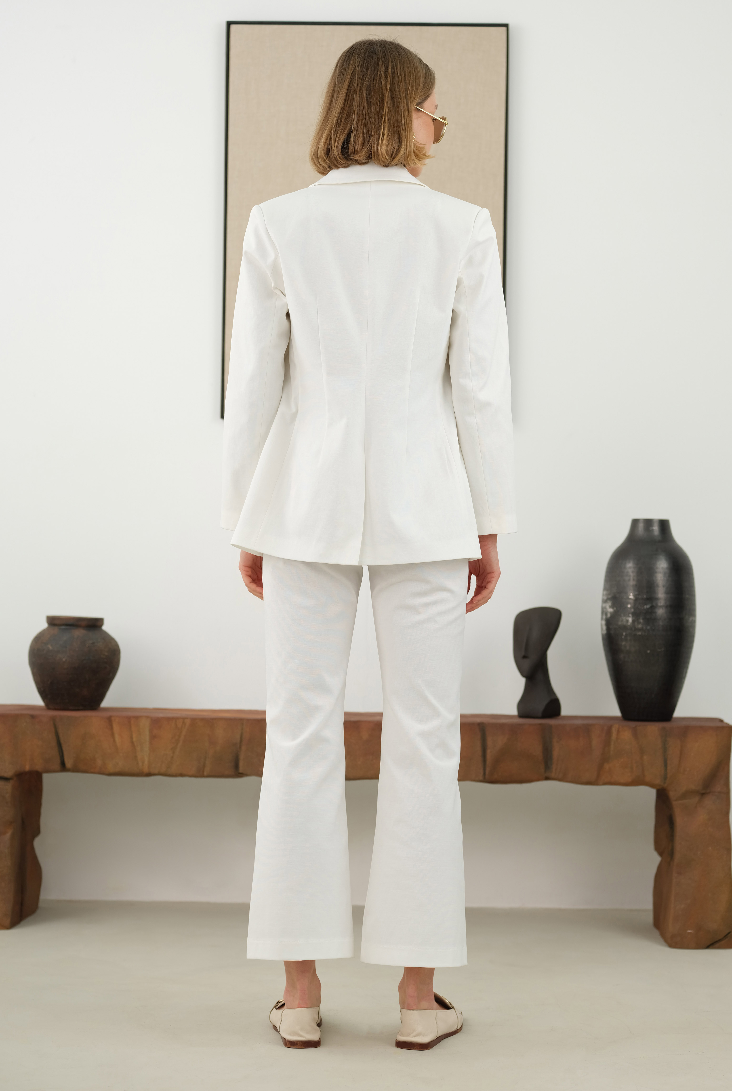 Waist-cinching Jacket Ecru - 4
