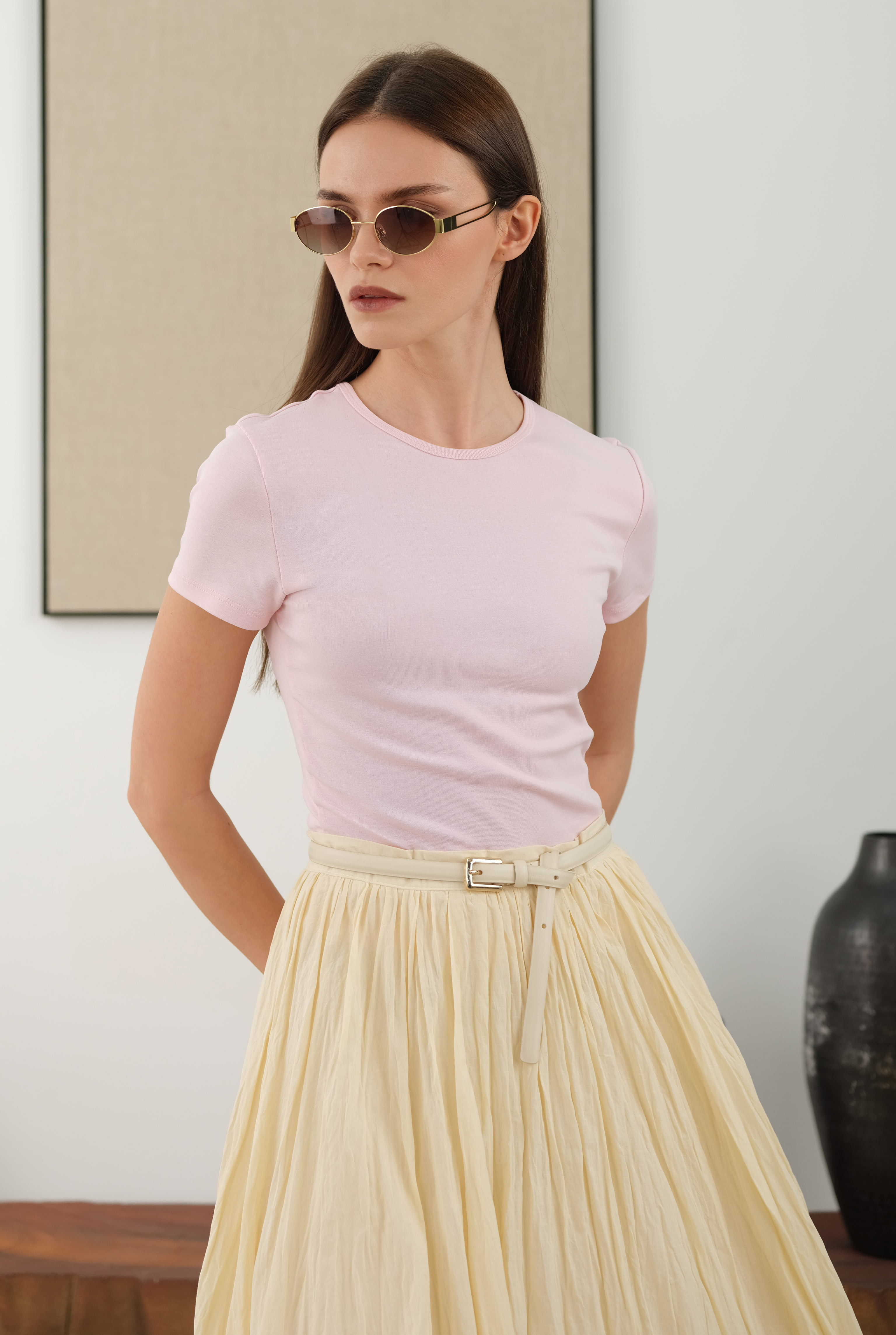 Wrinkled Voile Skirt Vanilla - 5
