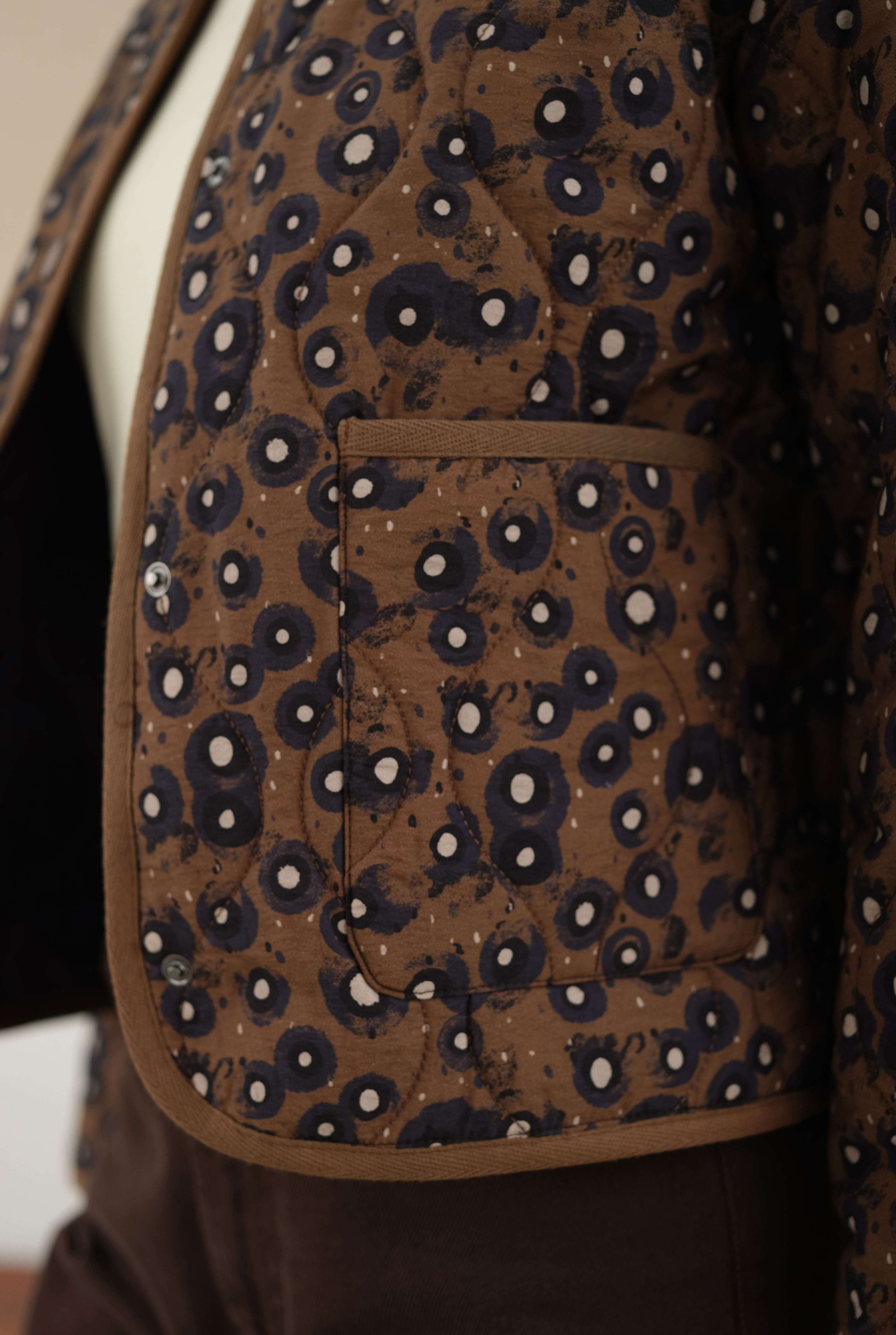 Quilted Short Jacket Geometric Patterned - 6
