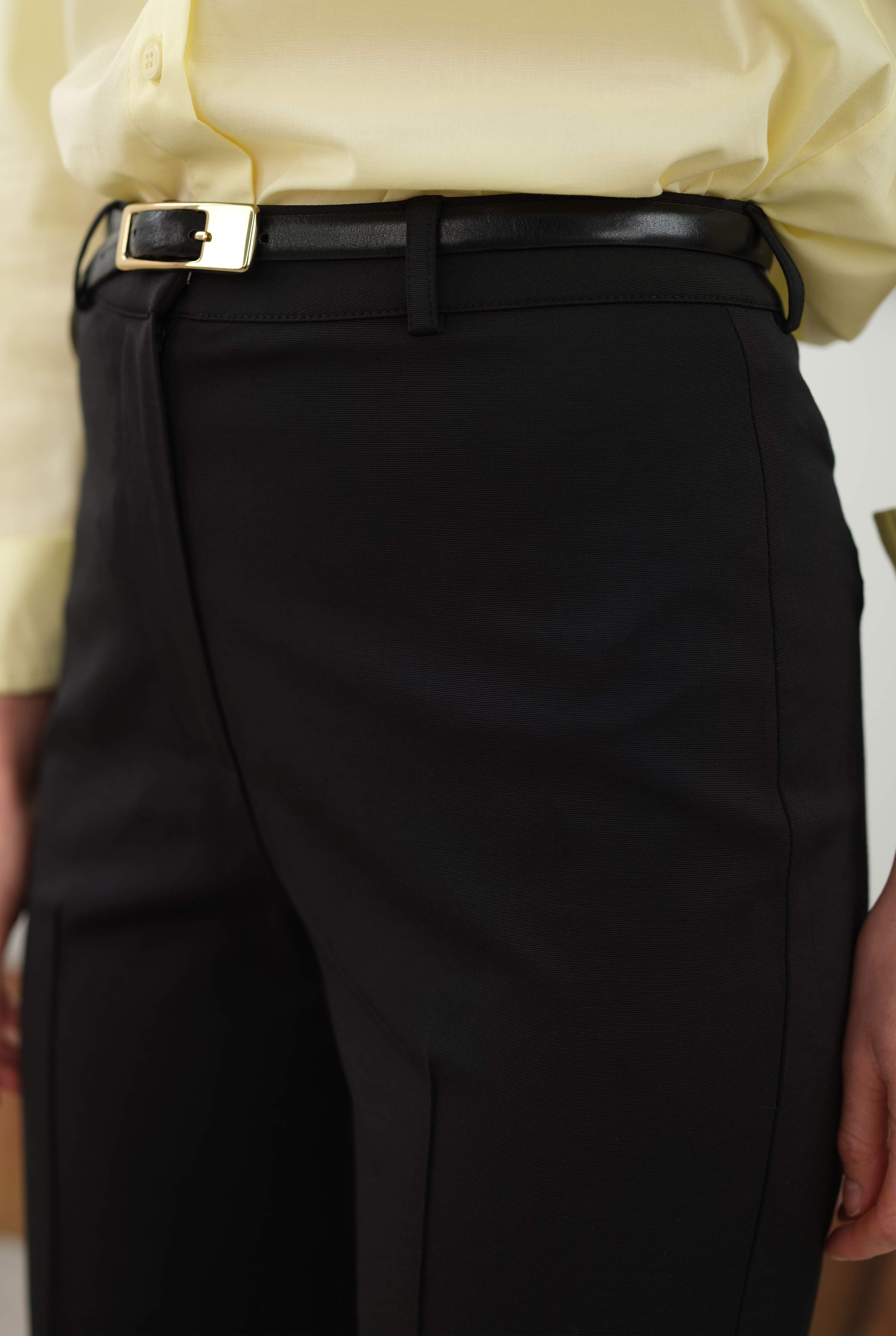 Half Pintuck Detailed Trousers Black - 3