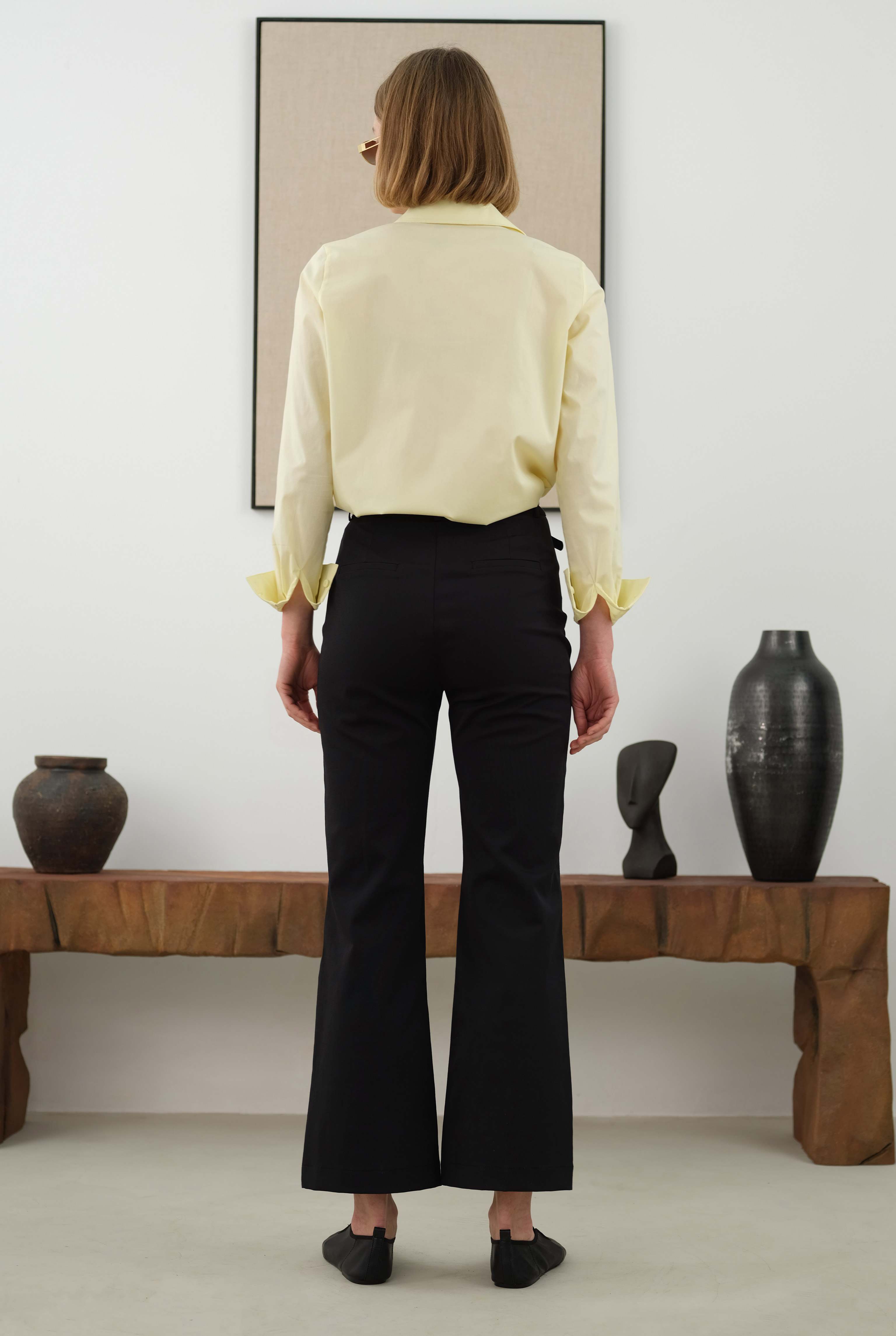 Half Pintuck Detailed Trousers Black - 4