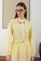 Ruched Shoulder Poplin Shirt Soft Yellow 