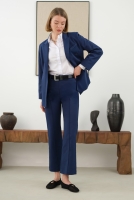 Half Pintuck Detailed Trousers Midnight Blue 