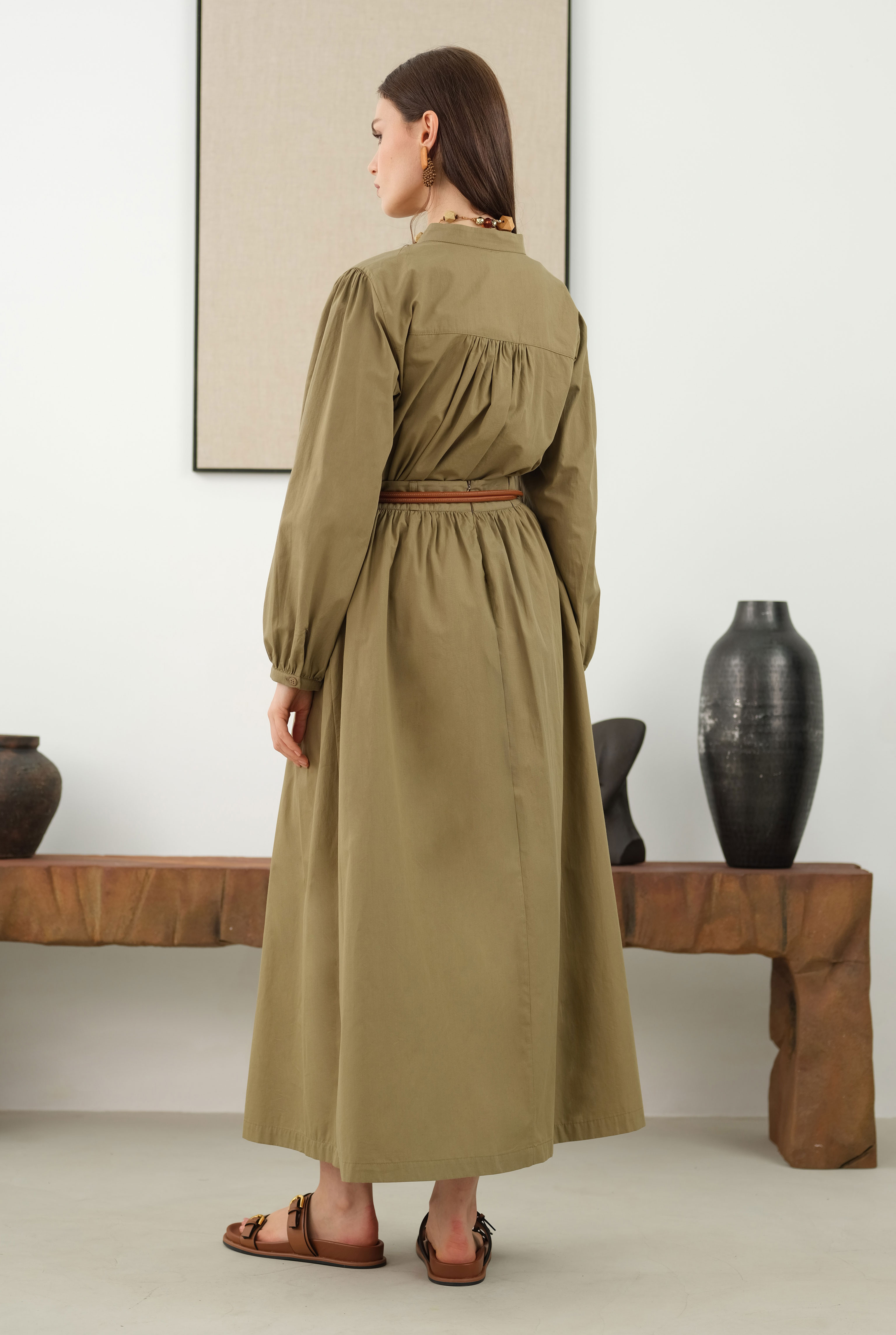 Gathered Cotton Skirt Light Clay - 3