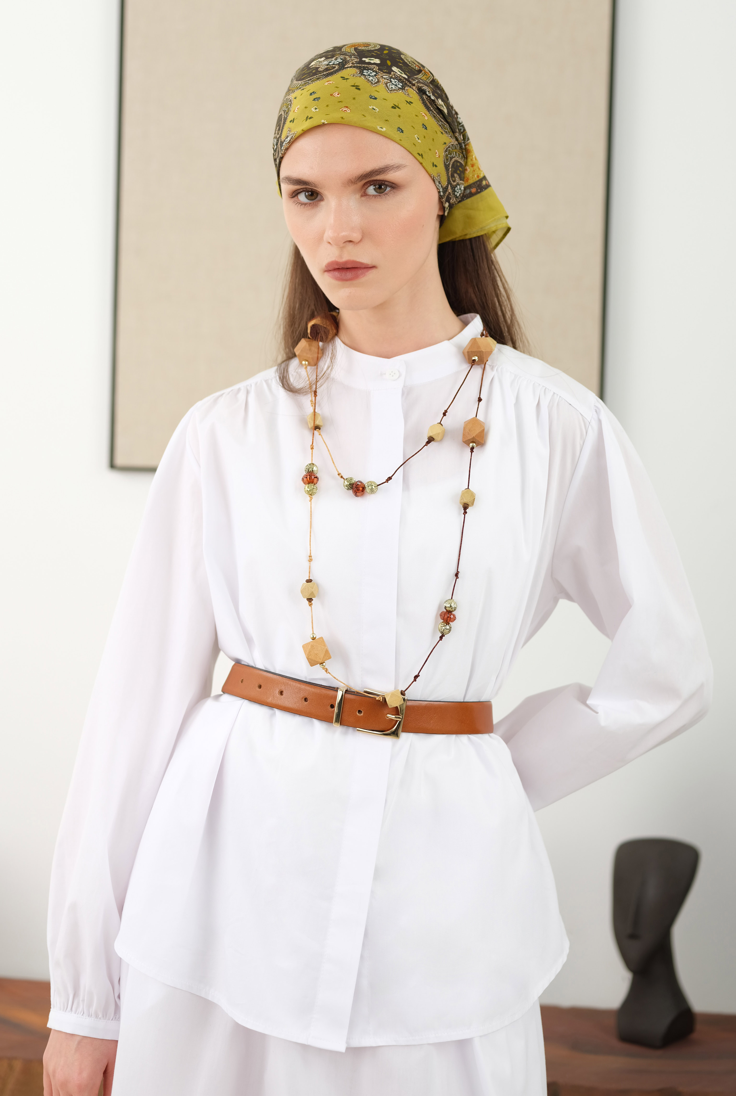 Ruched Shoulder Poplin Shirt White - 5