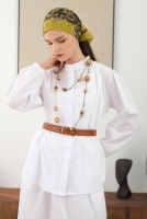 Ruched Shoulder Poplin Shirt White 