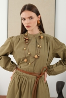 Ruched Shoulder Poplin Shirt Light Clay 