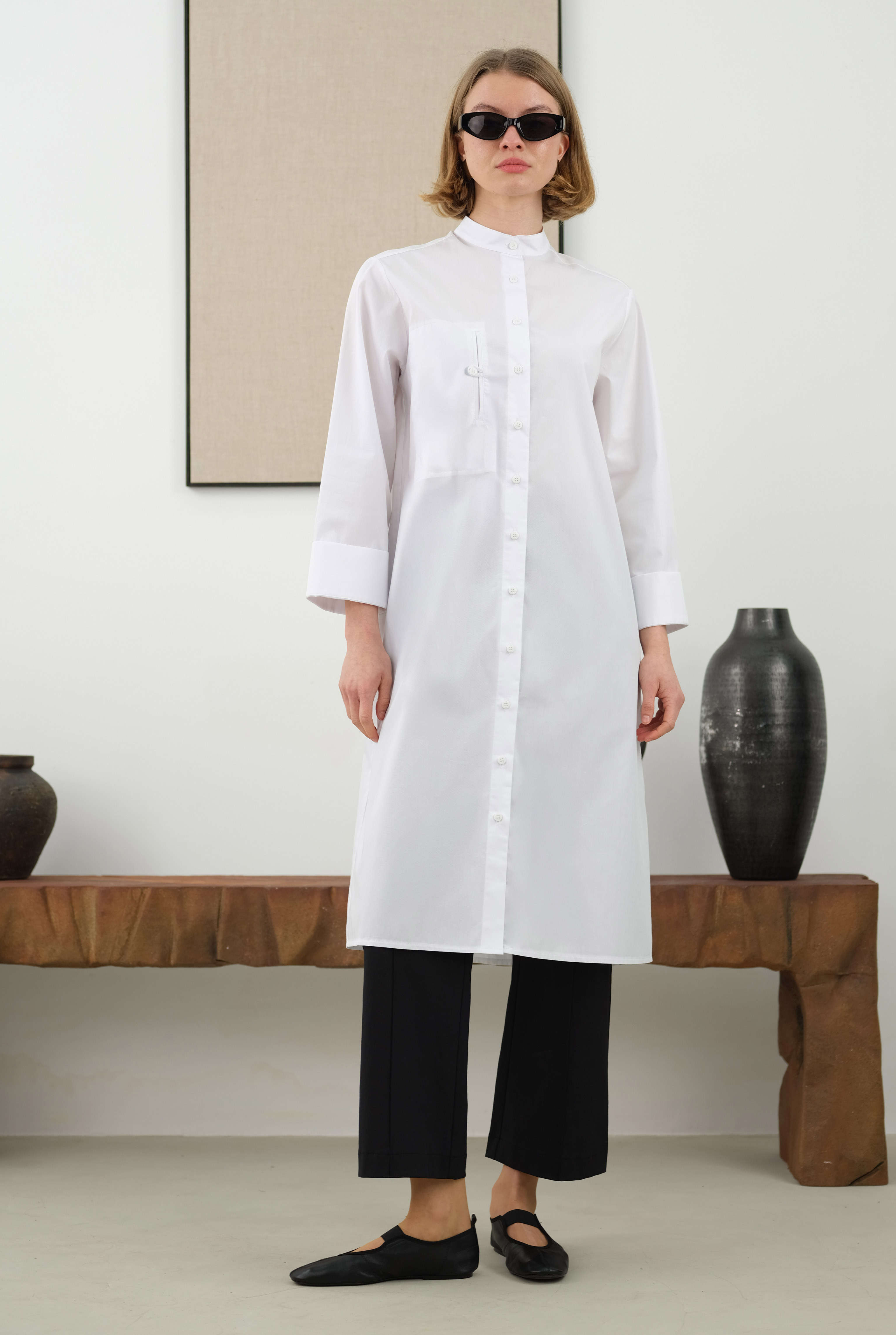 Double Welt Detailed Shirt White - 4