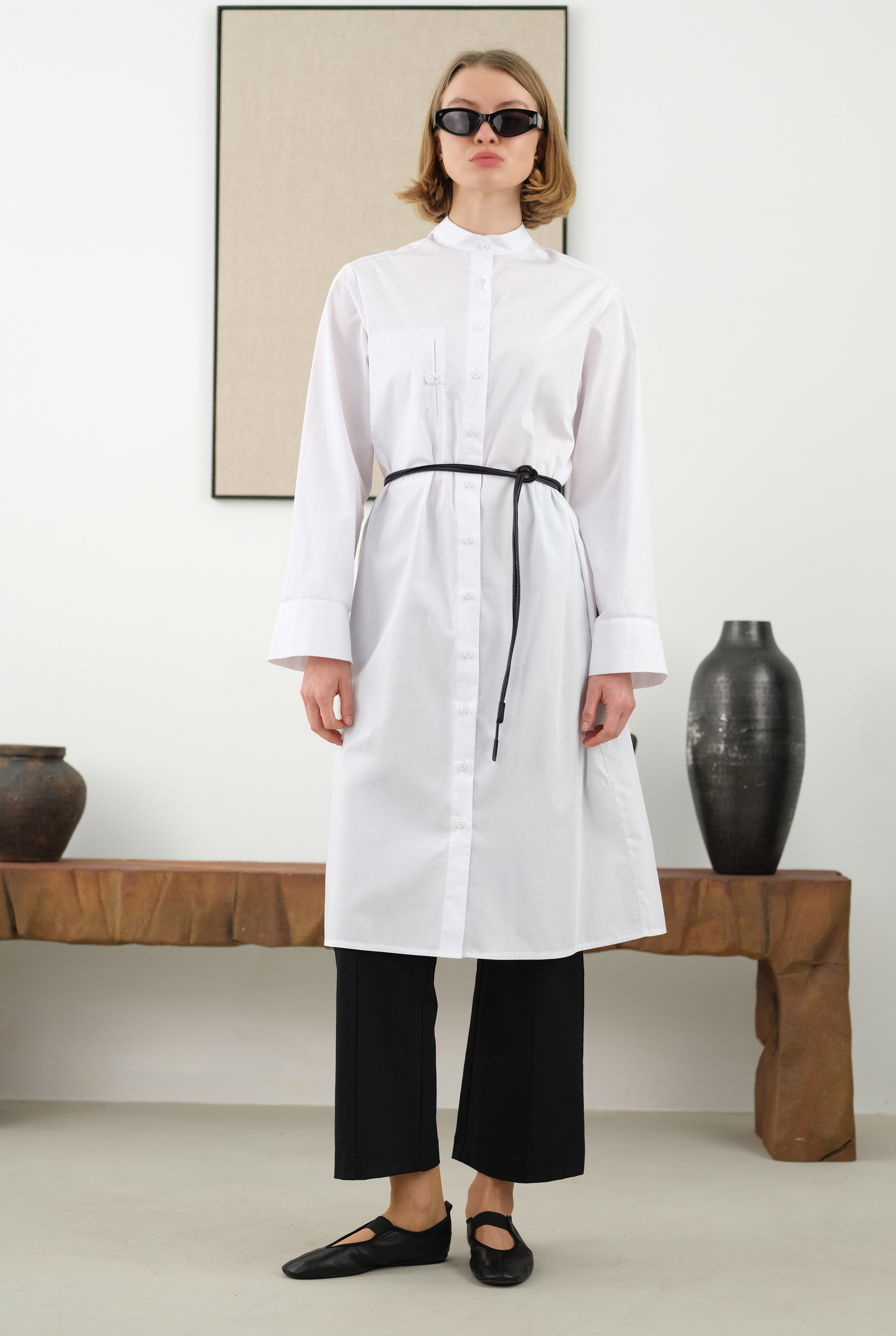 Double Welt Detailed Shirt White - 1