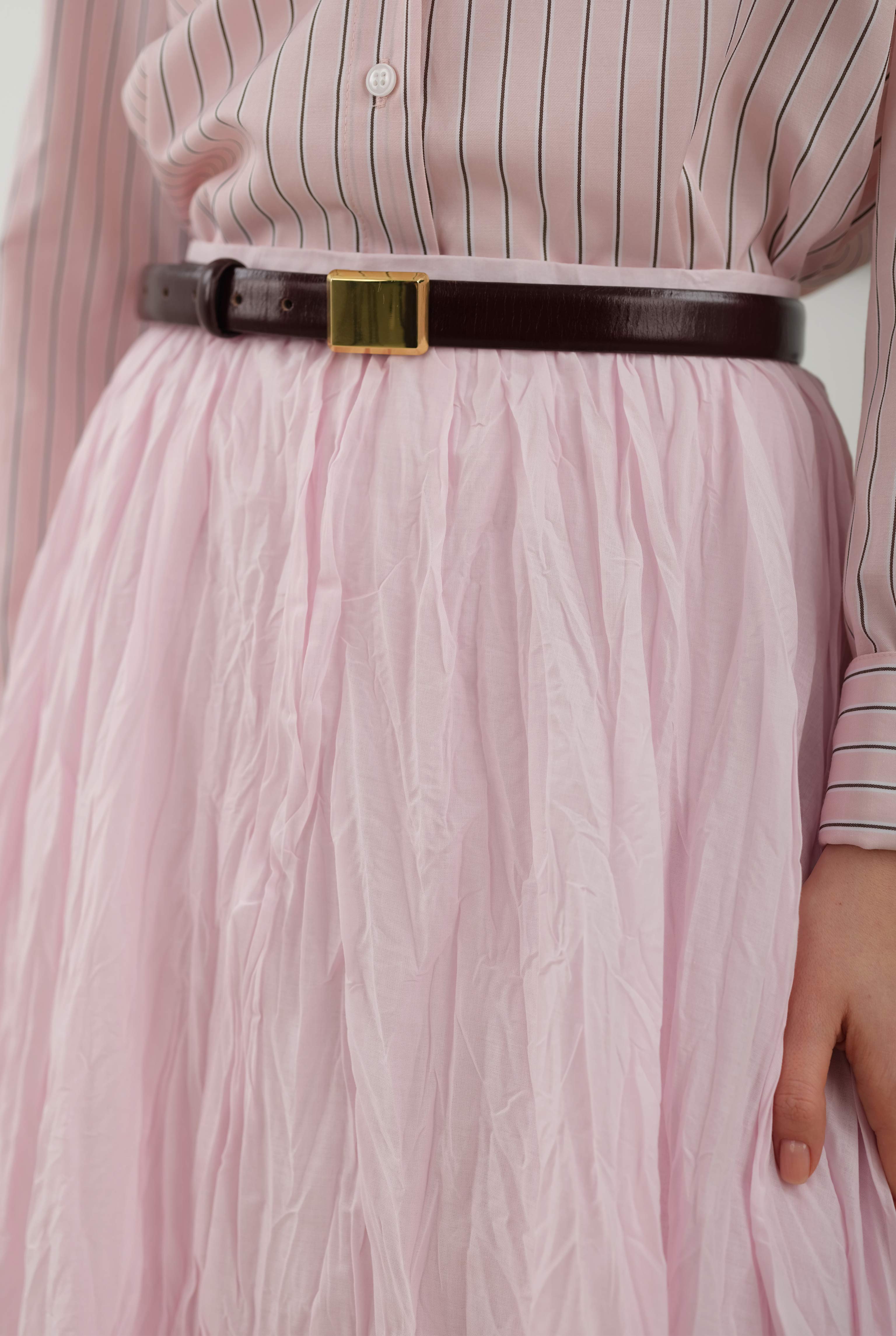 Wrinkled Voile Skirt Powder Pink - 2